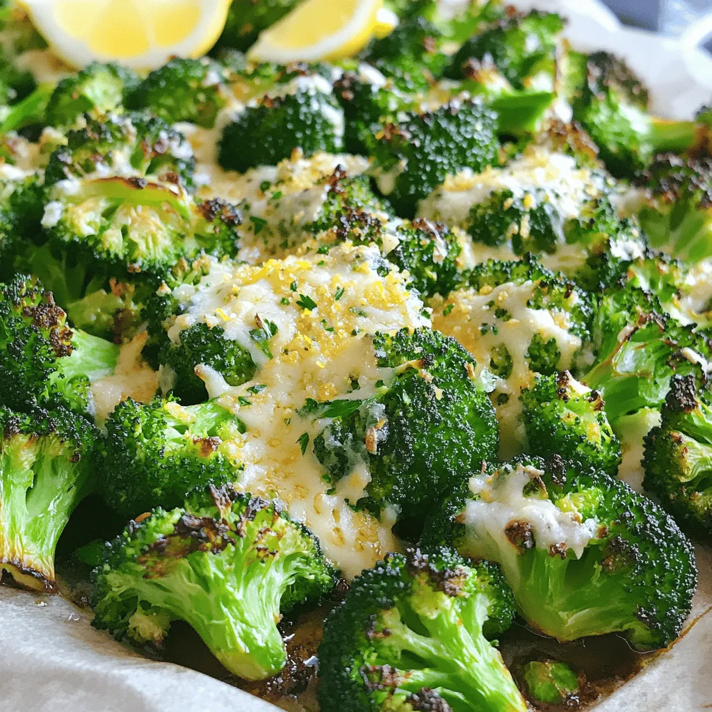 For this dish, you need 1 pound of fresh broccoli florets. Choose bright green, firm florets. This fresh broccoli gives the best flavor and texture. Make sure to wash them well. Dry them before cooking to help them roast better. You will need the following seasonings and oils: - 3 tablespoons extra virgin olive oil - 2 cloves garlic, finely minced - 1 teaspoon dried oregano - 1 teaspoon dried thyme - Salt and freshly ground black pepper, to taste - Zest of 1 fresh lemon Extra virgin olive oil adds richness to the dish. Garlic brings a nice aroma. Oregano and thyme add depth and warmth. Salt and pepper enhance all the flavors. Lemon zest brightens the dish with citrus notes. The cheese is key for flavor. Use 1/2 cup of finely grated Parmesan cheese. This cheese adds a salty, nutty taste. Fresh lemon wedges serve as a garnish. They provide a refreshing squeeze when serving. This step adds brightness to each bite. For the complete recipe, check the [Full Recipe]. Start by washing the broccoli florets under cool water. This helps remove dirt and any bugs. Cut the florets into bite-sized pieces. You want them to cook evenly. Then, grab a large mixing bowl. Add the broccoli, extra virgin olive oil, minced garlic, dried oregano, and dried thyme. Sprinkle in salt and black pepper to taste. Mix everything well. You want each floret coated with oil and seasonings. Next, preheat your oven to 425°F (220°C). This temperature is key for great roasting. Line a baking sheet with parchment paper. Spread the seasoned broccoli evenly on the sheet. Make sure the florets are in a single layer. This helps them roast well. Place the baking sheet in the oven. Roast for about 20 minutes. At the halfway mark, stir the broccoli. This helps it cook evenly and get crispy. After 20 minutes, take the baking sheet out. Sprinkle the finely grated Parmesan cheese over the hot broccoli. Make sure it covers all the florets. Return the baking sheet to the oven. Roast for an additional 5 minutes. You want the cheese to melt and turn golden brown. Once done, take it out and add the lemon zest. Toss gently to mix. Now you have a tasty and bright dish ready to serve! For the full recipe, check out the details provided. To get that perfect crispiness, start by using fresh broccoli florets. Fresh broccoli has more moisture, which helps with texture. Toss the florets in olive oil well. This step is key for even cooking. Use a high oven temperature of 425°F (220°C). This heat helps the broccoli roast quickly. Arrange the florets in a single layer on your baking sheet. Crowding the pan traps steam and makes the broccoli soggy. Flip the broccoli halfway through roasting to ensure even browning. Boost the flavor by using good quality olive oil. The garlic adds depth, so make sure to mince it finely. Adding lemon zest just after roasting brightens the dish. It gives a fresh taste that balances the savory cheese. Feel free to add a splash of balsamic vinegar for a tangy twist. You can also experiment with fresh herbs if you have them on hand. They can bring a different flavor profile to the dish. For this recipe, you’ll need a few essential tools. A large mixing bowl helps in tossing the broccoli with oil and seasonings. A baking sheet lined with parchment paper ensures easy cleanup. Use a sharp knife for mincing garlic and zesting lemons. A spatula or tongs will help you flip the broccoli during roasting. If you want the cheese to melt evenly, a microplane works well for grating the Parmesan. For the full recipe, refer back to the main section. {{image_4}} You can switch the Parmesan for other cheeses. Try mozzarella for a gooey bite. Feta brings a salty tang. Cheddar adds a sharp flavor. Each cheese gives a new taste to the dish. Feel free to experiment with what you have on hand. Add-ins can make this dish even better. Try tossing in cherry tomatoes for sweetness. Bell peppers add crunch and color. You can even mix in some cooked quinoa for more texture. Each addition changes the dish and makes it special. If you want different flavors, change the seasonings. Swap oregano for basil for a fresh twist. Use smoked paprika for a warm, smoky taste. You can also add red pepper flakes for heat. Each seasoning brings its own flair to the dish, so have fun with it! For the full recipe, check out the details above. After enjoying your Parmesan Herb Roasted Broccoli, store any leftovers in an airtight container. Keep it in the fridge for up to three days. This helps keep the flavors fresh. Make sure to let the broccoli cool to room temperature before sealing it. This way, it won’t steam and get soggy. To reheat, use your oven for the best results. Preheat the oven to 350°F (175°C). Place the broccoli on a baking sheet and heat for about 10 minutes. This will help restore the crispiness. You can also use a microwave. Just heat it for 1-2 minutes, but it may lose some crunch. You can freeze Parmesan Herb Roasted Broccoli for later use. First, let it cool completely. Then, place it in a freezer-safe bag or container. Squeeze out as much air as possible. It can last up to three months in the freezer. When ready to eat, thaw it in the fridge overnight. Reheat as mentioned above for a tasty side dish. Check the [Full Recipe] for more details on preparation! Yes, you can use frozen broccoli. However, fresh broccoli gives a better texture. If you choose frozen, make sure to thaw it first. Drain any excess water to prevent sogginess. Roast it at the same temperature, but check for doneness. You may need to adjust the cooking time slightly. To make this dish vegan, simply omit the Parmesan cheese. You can replace it with nutritional yeast for a cheesy flavor. Another option is to use a vegan cheese that melts well. Be sure to season the broccoli as usual. The herbs and lemon will still add great flavor. Parmesan Herb Roasted Broccoli pairs well with many dishes. Serve it alongside grilled chicken or baked fish for protein. It also goes great with pasta or quinoa. For a vegetarian meal, try it with a hearty grain salad. This side adds color and nutrition to any plate. For the full recipe, check out the details above. In this post, we explored how to make Parmesan Herb Roasted Broccoli. We covered fresh ingredients, roasting steps, and tips for great flavor. You learned about variations, storage, and even answered common questions. Roasting broccoli brings out its best taste. Experiment with cheeses and spices for fun twists. Now, you have the tools to enjoy a tasty dish that stays fresh and crisp. Enjoy your cooking!