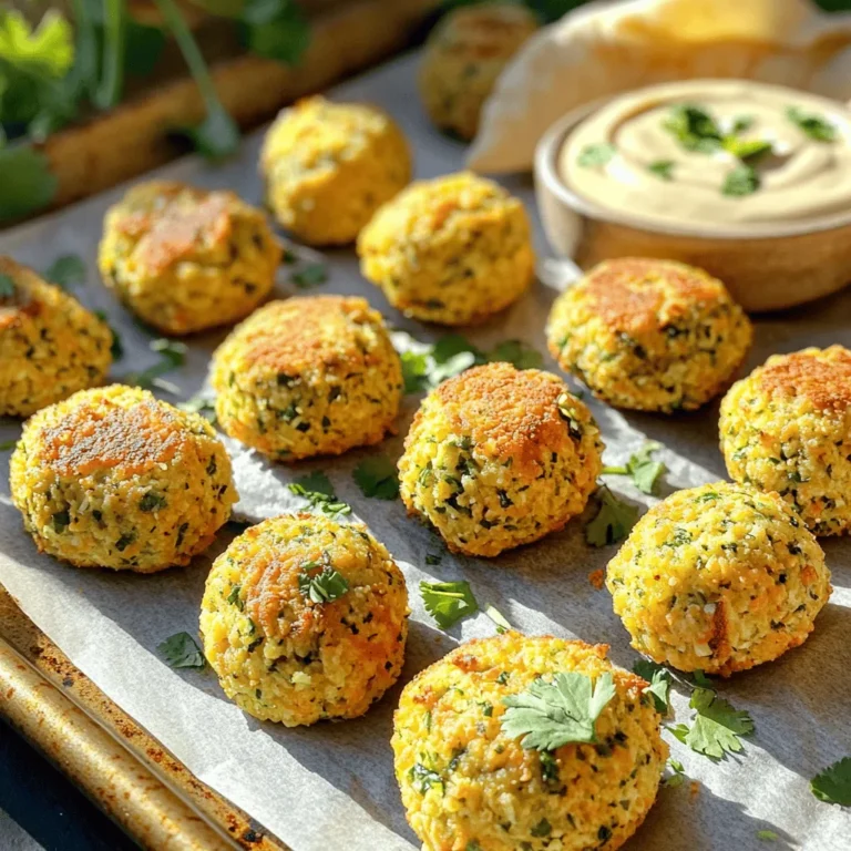 To make crispy baked falafel, you need these basic ingredients: - 1 can (15 oz) chickpeas, thoroughly drained and rinsed - 1 small onion, coarsely chopped - 2 cloves fresh garlic, minced - 1/4 cup fresh parsley, finely chopped - 1/4 cup fresh cilantro, finely chopped - 1 teaspoon ground cumin - 1 teaspoon ground coriander - 1/2 teaspoon baking powder - 2 tablespoons flour (choose whole wheat or all-purpose) - 2 tablespoons extra virgin olive oil - Salt and freshly cracked pepper to taste These ingredients create the perfect blend of flavors and texture. You can also add extra flavor with these optional ingredients: - 1 teaspoon chili powder or smoked paprika Adding these spices gives your falafel a smoky or spicy kick. It's a fun way to customize your dish. If you lack some ingredients, here are simple swaps: - Use dried herbs if fresh parsley and cilantro are not available. - Canned beans can replace chickpeas if needed. - You can try almond flour or chickpea flour instead of regular flour. These substitutes keep your falafel tasty and enjoyable. For the full recipe, check out the complete instructions on making crispy baked falafel. Start by preheating your oven to 400°F (200°C). This temperature gives the falafel a nice crunch. Next, line a large baking sheet with parchment paper. This keeps the falafel from sticking. In a food processor, add these ingredients: - 1 can (15 oz) chickpeas, drained and rinsed - 1 small onion, coarsely chopped - 2 cloves fresh garlic, minced - 1/4 cup fresh parsley, finely chopped - 1/4 cup fresh cilantro, finely chopped - 1 teaspoon ground cumin - 1 teaspoon ground coriander - 1/2 teaspoon baking powder - 2 tablespoons flour (you can use whole wheat or all-purpose) - 2 tablespoons extra virgin olive oil - Salt and pepper to taste If you want some heat, add 1 teaspoon chili powder or smoked paprika. Pulse the mixture until it is coarse and chunky. Don’t over-process it into a puree. Scrape the sides of the bowl often to mix well. The mix should hold its shape. If it feels too wet, add another tablespoon of flour. Now, use your hands to scoop out the mix. Shape it into small balls or patties, about 1.5 inches wide. Place the shaped falafel on the baking sheet, leaving space between each one. To make them extra crispy, lightly brush or spray the tops with olive oil. This helps them brown nicely as they bake. Bake the falafel in the oven for 20-25 minutes. Halfway through baking, gently flip each falafel. This ensures they brown evenly. When done, they should be golden brown and crispy on the outside. To enjoy, serve the falafel hot with warm pita bread, creamy tahini sauce, or a fresh salad. For the full recipe, check out the detailed steps provided earlier. To get crispy baked falafel, focus on texture. Use canned chickpeas for ease. Drain and rinse them well. This step removes excess starch and moisture. A food processor is your best tool. Pulse the mixture until it's chunky, not smooth. You want small bits of herbs and chickpeas to stay visible. If the mix feels too wet, add a bit more flour. This helps the falafel hold their shape while baking. One common mistake is over-processing the mixture. If you blend too long, your falafel will turn into a paste. This prevents crispiness. Another mistake is overcrowding the baking sheet. Leave space between each piece. This allows hot air to circulate and creates a crunchy exterior. Lastly, don’t skip the oil brush! A light coating of olive oil gives a golden, crispy finish. Serve your crispy baked falafel with warm pita bread. Add creamy tahini sauce for a rich flavor. A tangy tzatziki complements the spices well. For a fresh twist, pair falafel with a vibrant salad. Stack them in a basket lined with parchment paper for a nice look. Use fresh herbs to garnish for added color and flavor. This makes your meal inviting and delicious! {{image_4}} You can easily spice up your falafel. Just add chili powder or smoked paprika to the mix. This will give your falafel a nice kick. If you love heat, try adding more than one teaspoon. You can also mix in some diced jalapeños for extra spice. They will blend well with the chickpeas and herbs. Want a lighter taste? Use fresh herbs to make your falafel pop. You can swap parsley and cilantro with dill or mint. Each herb adds a unique flavor. For a Mediterranean twist, mix in some fresh basil. This will give your falafel a fresh and zesty taste. Making vegan or gluten-free falafel is simple. Use chickpeas as your base, as they are naturally vegan. For gluten-free options, replace regular flour with chickpea flour or almond flour. This keeps them crispy and tasty. You can also add ground flaxseed for extra binding. It works well in the mix and keeps your falafel together. Explore these variations to find your perfect falafel flavor. Check out the Full Recipe for a classic version. To keep your falafel fresh, place it in an airtight container. Make sure the falafel cools down first. You can store it in the fridge for up to 4 days. When you want to eat it, just take out what you need. Reheating falafel is easy. You can use the oven or a skillet. If using the oven, preheat it to 375°F (190°C). Place the falafel on a baking sheet and heat for about 10-15 minutes. If you prefer a skillet, warm it over medium heat for about 5 minutes on each side. This will help keep it crispy. You can freeze falafel for later use. First, shape the falafel but do not bake them. Place them on a baking sheet in a single layer. Freeze them for about 1-2 hours until solid. Then, transfer the frozen falafel to a freezer bag. They can stay in the freezer for up to 3 months. When you’re ready to eat, bake them straight from the freezer. Just increase the baking time by a few minutes. Enjoy your delicious crispy baked falafel whenever you want! For the complete recipe, check out the Full Recipe. To achieve crispy falafel, start with dry chickpeas. Soak them overnight instead of using canned ones. This helps the falafel hold its shape and gets a better texture. Next, don’t skip the olive oil. A light brush on top enhances crispiness. Bake them at a high temperature, around 400°F (200°C). Flipping them halfway ensures even browning. Yes, you can make falafel ahead of time! Shape the falafel balls or patties and store them in the fridge. They can stay fresh for about 24 hours. For longer storage, freeze them before baking. Place them on a baking sheet to freeze individually, then transfer them to a sealed bag. When ready, bake them directly from the freezer—just add a few extra minutes to the cooking time. Check the color and texture of the falafel. They should be golden brown on the outside. A crispy shell indicates they are done. You can also gently press one; it should feel firm and not mushy. If you want to be sure, use a food thermometer. The internal temperature should reach about 165°F (74°C). Enjoy your crispy baked falafel hot! For the full recipe, check out the earlier section. You now know how to make crispy baked falafel at home. We covered essential and optional ingredients, along with great substitutions. I shared step-by-step instructions for preparation, shaping, and baking. You learned tips for perfect texture, common pitfalls, and serving suggestions. We explored tasty variations and storage methods to keep them fresh. Remember these hacks for your next cooking session, and enjoy making falafel your way!
