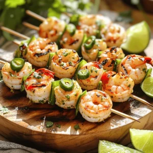 For this dish, you need a few key items. Start with 1 pound of large shrimp, peeled and deveined. Fresh shrimp gives the best taste. Next, use 2 tablespoons of extra virgin olive oil. This oil adds richness and helps with marinating. You will also need 3 tablespoons of freshly squeezed lime juice. Lime juice gives that bright, zesty flavor. Now, for the marinade. Use 1-2 fresh jalapeños, finely chopped. Adjust the amount based on how spicy you want it. Then, add 2 cloves of garlic, finely minced. Garlic brings depth to the flavor. You will need 1 teaspoon of ground cumin and 1 teaspoon of smoked paprika. Both spices enhance the taste with warmth and smokiness. Lastly, season with salt and freshly ground black pepper to taste. For garnish, use fresh cilantro leaves, roughly chopped. Cilantro adds a fresh pop of color and flavor. Serve with lime wedges on the side. These wedges let you add extra lime juice as needed. This simple addition brightens every bite! Start by gathering all your marinade ingredients. You will need: - 2 tablespoons extra virgin olive oil - 3 tablespoons freshly squeezed lime juice - 1-2 fresh jalapeños, finely chopped - 2 cloves garlic, finely minced - 1 teaspoon ground cumin - 1 teaspoon smoked paprika - Salt and black pepper to taste In a medium bowl, mix the olive oil and lime juice. Add the chopped jalapeños, minced garlic, cumin, and smoked paprika. Sprinkle in salt and pepper. Whisk everything until it blends well. This marinade gives the shrimp a zesty kick. Now, it's time to marinate the shrimp. Take 1 pound of large shrimp, peeled and deveined. Place the shrimp in the bowl with the marinade. Toss gently to coat each shrimp evenly. Cover the bowl with plastic wrap and let it sit in the fridge for at least 30 minutes. This allows the shrimp to soak up all the great flavors. When you are ready to grill, preheat your grill to medium-high heat. If using wooden skewers, soak them in water for 15-20 minutes to avoid burning. Carefully thread the marinated shrimp onto the skewers, starting at the tail. Make sure to pierce through the body to hold them well. Place the skewers on the hot grill. Cook for about 2-3 minutes on each side. Look for that perfect pink color and opaque look. Be careful not to overcook the shrimp. Overcooked shrimp can become tough. Once done, take the skewers off the grill. Let them rest for 1-2 minutes to keep them juicy. Garnish with chopped cilantro and serve with lime wedges for extra flavor. Enjoy your tasty summer treat! Make your marinade shine with fresh ingredients. Use ripe limes for juice. Fresh jalapeños give heat and flavor. Adjust the number to suit your taste. Mince garlic finely to blend well. Add cumin for warmth and smoked paprika for a hint of smoke. Whisk everything together until it looks smooth. This mix is key to great flavor. Watch your shrimp closely while grilling. Cook them for 2-3 minutes per side. They should turn pink and opaque. Overcooked shrimp become tough and chewy. If you see them curling too much, they might be done. Use a timer to help keep track. Remember, shrimp cook quickly, so stay alert! Serve your shrimp on vibrant skewers for a fun look. Lay them on a bright platter. Add a sprinkle of chopped cilantro for color. Lime wedges add a zesty touch. For extra flavor, squeeze lime over the shrimp just before eating. Pair with a fresh salad or rice for a complete meal. Enjoy this flavorful summer treat! {{image_4}} You can easily adjust the spice in this dish. If you want less heat, use only one jalapeño. For more heat, add two or three. Removing the seeds from the jalapeños also helps reduce spice. You can even swap jalapeños for milder peppers like poblano for a different taste. Not a shrimp fan? You can use chicken or fish. Chicken breast works well with the same marinade. Cut it into cubes and grill for about 5-7 minutes. For fish, try salmon or tilapia. Just make sure to adjust cooking times based on the protein you choose. Grilled shrimp makes a great taco filling. After grilling, place the shrimp in corn or flour tortillas. Top with fresh cilantro, diced onions, and avocado. Squeeze lime juice over the top for extra zest. These tacos are a fun way to enjoy the shrimp and share with friends. Store leftover grilled shrimp in an airtight container. Place them in the fridge for up to three days. Make sure to cool them before sealing to keep them fresh. When you want to enjoy them again, simply take them out. If you have extra marinated shrimp, freeze them for later. Place the shrimp in a freezer bag, removing as much air as possible. You can freeze them for about two months. When you're ready to cook, thaw them in the fridge overnight. To reheat, use a skillet over medium heat. Add a little olive oil to the pan. Cook the shrimp for about two minutes on each side. This keeps them juicy and tasty. Avoid the microwave, as it can make the shrimp rubbery. Enjoy your flavorful shrimp again! I recommend marinating the shrimp for at least 30 minutes. This allows the shrimp to soak up all the flavors. If you have more time, you can marinate them for up to 2 hours. Just remember not to exceed that. If you marinate too long, the shrimp can become mushy. Yes, you can use frozen shrimp for this recipe. Just thaw them first. Place the shrimp in the fridge overnight or run cold water over them. Once thawed, make sure to pat them dry before marinating. This helps the marinade stick better and keeps the shrimp flavorful. You can serve Jalapeño Lime Grilled Shrimp with many sides. Here are some great ideas: - Rice: Cilantro lime rice pairs well. - Salad: A fresh green salad adds crunch. - Tacos: Serve in corn tortillas for a fun twist. - Grilled Veggies: Zucchini or bell peppers add color and flavor. - Guacamole: A creamy dip enhances the meal. These options make your meal colorful and tasty! In this article, I broke down the key steps for making Jalapeño Lime Grilled Shrimp. You learned about the main ingredients and marinade, plus grilling techniques. I shared tips to avoid overcooked shrimp and ways to serve your dish. Don’t forget the fun variations, like using different proteins or making shrimp tacos! Enjoy your cooking adventure. Keep experimenting with flavors and techniques. Each grill brings a new chance to impress your friends and family. Happy grilling!