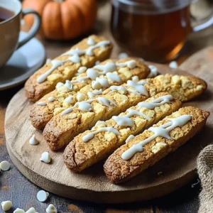 - 2 cups all-purpose flour - 1 teaspoon baking powder - 1 teaspoon ground cinnamon - 1/2 teaspoon ground nutmeg - 1/2 teaspoon ground ginger - 1/4 teaspoon ground cloves - 1/2 teaspoon salt - 1/2 cup unsalted butter - 3/4 cup packed brown sugar - 2 large eggs - 1 teaspoon vanilla extract - 1/2 cup canned pumpkin puree - 1 cup white chocolate chips - 1/2 cup chopped pecans or walnuts (optional) Gathering the right ingredients is key for great pumpkin spice biscotti. Each item plays a part in the flavor and texture. Start with the flour, which forms the base. The baking powder helps the biscotti rise. Spices like cinnamon, nutmeg, ginger, and cloves create that cozy pumpkin spice flavor. Salt balances the sweetness of the brown sugar. The unsalted butter adds richness and softness. Eggs help bind everything together. Vanilla extract enhances the flavors. The pumpkin puree adds moisture and a lovely pumpkin taste. White chocolate chips give you a sweet finish. If you want a nutty crunch, add pecans or walnuts. Make sure all your ingredients are fresh for the best result. This mix of flavors will make your kitchen smell amazing while baking. Start by setting your oven to 350°F (175°C). This helps it heat up properly. Next, grab a baking sheet and line it with parchment paper. This step stops the biscotti from sticking. In a medium bowl, mix two cups of flour, one teaspoon of baking powder, and spices. Add one teaspoon of ground cinnamon, half a teaspoon of nutmeg, half a teaspoon of ginger, and a quarter teaspoon of cloves. Finally, add half a teaspoon of salt. Whisk these well and set them aside. Now, take a large mixing bowl. Cream half a cup of softened butter and three-quarters of a cup of brown sugar. Use an electric mixer on medium speed for about two to three minutes. You want this mixture to be light and fluffy. Add two large eggs to the butter and sugar mix. Add them one at a time, mixing well after each. Next, pour in one teaspoon of vanilla extract and half a cup of canned pumpkin puree. Mix until everything is just combined. Gradually add your dry mix to the wet mixture. Use low speed on your mixer to combine them. Be careful not to overmix. This keeps the texture just right for your biscotti. Transfer the dough onto your lined baking sheet. Shape it into a log about 12 inches long and 4 inches wide. Flatten the top slightly. Place the baking sheet in your preheated oven and bake for 25 to 30 minutes. The log should be golden brown and firm to the touch. After baking, let the log cool on the sheet for about 10 minutes. Use a serrated knife to slice it diagonally into half-inch thick pieces. Place the slices cut-side down back on the baking sheet. Bake these for another 10 to 15 minutes. The edges should be crisp and the biscotti golden. Let them cool completely on a wire rack before you enjoy them. To get the right texture, follow a few simple steps. First, do not overmix the dough. Mix the wet and dry ingredients until just combined. This keeps your biscotti light and crunchy. Second, shape your log evenly. A uniform log ensures even baking. Lastly, slice the biscotti when the log is warm, not hot. This helps you get clean edges. For smooth melted white chocolate, use low heat. You can melt it in a microwave or on a stovetop with a double boiler. If using a microwave, heat in short bursts. Stir after each burst to prevent burning. If using a double boiler, keep the water at a gentle simmer. Stir the chocolate until it is fully smooth. Presentation makes a big difference. Place the biscotti in a nice jar for a warm look. A rustic wooden board also works well. You may drizzle melted white chocolate over the biscotti for a sweet touch. Serve them alongside a warm drink like coffee or spiced tea. This adds to the cozy experience. Biscotti pairs well with many drinks. Try them with rich coffee for a perfect match. Herbal teas, like chamomile, can also complement their flavors. Hot chocolate is a fun option too. The sweetness of the chocolate enhances the spices in the biscotti. Enjoy experimenting with different pairings! {{image_4}} You can switch up the nuts in your biscotti. Pecans and walnuts are great, but you can try almonds or hazelnuts too. Each nut brings a different taste and crunch. Just chop them roughly and mix them in with the white chocolate chips. If you prefer dark chocolate, go for it! Dark chocolate adds a rich and bold flavor. Use the same amount as the white chocolate chips. The bitterness of dark chocolate pairs well with the sweet pumpkin spice. You’ll get a new twist on this classic treat. Feel free to get creative with flavors! Add a splash of maple syrup for extra sweetness. You can also mix in dried fruits like cranberries or cherries. If you want a spicy kick, try adding a pinch of cayenne pepper or chili powder. Each change can make your biscotti unique and fun! To keep your pumpkin spice biscotti fresh, store them in an airtight container. This will help retain their crisp texture. Place parchment paper between layers if stacking. Keep the container in a cool, dry place. Avoid storing them in the fridge; this can make them soggy. You can freeze biscotti for longer storage. First, let them cool completely. Then, wrap each piece in plastic wrap. Place the wrapped biscotti in a freezer-safe bag. Squeeze out as much air as possible. They can last up to three months in the freezer. To enjoy, thaw at room temperature or bake briefly at 350°F to crisp them up again. When stored properly, these biscotti last about two weeks at room temperature. If frozen, they remain fresh for three months. After that, their taste and texture may decline. Always check for any signs of spoilage before eating. This way, you can enjoy every bite of your pumpkin spice biscotti. Yes, you can use fresh pumpkin. Just cook and puree the pumpkin until smooth. Make sure it has the same consistency as canned pumpkin. Fresh pumpkin adds a nice flavor and is fun to use. If your biscotti is too hard, it may have baked too long. Try to bake it for less time next time. You can also dip the biscotti in coffee or tea to soften them up a bit. This adds flavor too! To soften biscotti the next day, place them in a sealed container with a slice of bread. The moisture from the bread helps soften the biscotti. Let them sit for a few hours, and they should be better. Yes, you can make gluten-free biscotti! Use a gluten-free flour blend instead of all-purpose flour. Ensure that all other ingredients are also gluten-free. They will taste just as good with a little testing. To melt white chocolate, use a double boiler or the microwave. If using the microwave, heat in short bursts of 30 seconds. Stir in between until smooth. Be careful not to overheat it, as it can burn easily. In this blog post, we covered how to make delicious pumpkin biscotti. We explored the key ingredients, step-by-step baking instructions, and some helpful tips. Remember the perfect biscotti needs the right mixing and baking methods. Feel free to get creative with nuts or chocolate types. Proper storage will keep your treats fresh. Enjoy each bite of your unique biscotti! Now, gather your ingredients and start baking your way to a tasty treat.