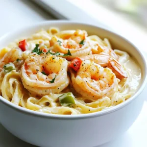 - 450 g large shrimp, peeled and deveined - 225 g fettuccine pasta - 240 ml heavy cream - 240 ml chicken broth - 100 g grated Parmesan cheese - 1 tablespoon Cajun seasoning - 2 tablespoons olive oil - 2 garlic cloves, finely chopped - 120 ml diced bell peppers (red and green) - 60 ml freshly chopped parsley - Salt and pepper to taste To make the One-Pot Creamy Cajun Shrimp Alfredo, gather all the ingredients first. This step makes cooking easier. Fresh shrimp works best for flavor. The fettuccine adds a nice texture. Heavy cream and chicken broth create a rich sauce. Parmesan cheese brings a savory touch. Cajun seasoning gives it that kick. Garlic adds aroma, while bell peppers add color. Parsley brightens the dish and adds freshness. Make sure to season with salt and pepper to your liking. Each ingredient plays a role in flavor. Using high-quality ingredients will make your dish shine. Enjoy the process of creating this delightful meal! - Heat 2 tablespoons of olive oil in a large pot over medium heat. - Add 2 finely chopped garlic cloves and sauté for 30 seconds until fragrant. - Place 450 grams of large shrimp in the pot. Season with 1 tablespoon of Cajun seasoning, salt, and pepper. - Cook the shrimp for 2-3 minutes on each side until they turn pink. Remove the shrimp and set aside. - In the same pot, pour in 240 milliliters of heavy cream and 240 milliliters of chicken broth. - Stir well to combine all the ingredients. - Bring the mixture to a gentle simmer over low heat. - Add 225 grams of fettuccine pasta to the pot. Ensure the pasta is fully submerged in the liquid. - Cook according to the package instructions, stirring occasionally, for about 10-12 minutes. - Once the pasta is al dente, reduce heat to low and stir in 100 grams of grated Parmesan cheese. - Mix until the cheese melts and the sauce becomes creamy. - Add the cooked shrimp and 120 milliliters of diced bell peppers, mixing everything well. - Taste the dish and adjust the seasoning with more salt, pepper, or Cajun seasoning if needed. - Finally, stir in 60 milliliters of freshly chopped parsley for added color and flavor before serving. - Using fresh shrimp versus frozen: Fresh shrimp will give you the best flavor. When using frozen shrimp, thaw them in the fridge overnight. This helps keep them tender and juicy. - How to avoid overcooking the pasta: Stir the pasta often while it cooks. Keep an eye on the time. Cook until it is al dente, which means firm but not hard. This keeps your dish from being mushy. - Suggestions for additional spices: You can add paprika for a smoky taste. A dash of cayenne pepper gives more heat. Try a pinch of thyme for a herbal note. - Using different types of cheese: While Parmesan is great, you can mix in some mozzarella for extra creaminess. Gouda adds a nice smoky flavor too. - Serving suggestions for a beautiful plating: Serve the pasta in deep bowls to keep it warm. Layer the shrimp on top for a nice look. A drizzle of cream sauce on top adds shine. - Garnishing tips for added appeal: Sprinkle fresh parsley over the dish for a pop of color. Add a twist of lemon for freshness. A few extra shavings of cheese can make it look fancy. {{image_4}} You can easily change this dish to fit your needs. For gluten-free pasta, use rice or corn pasta. These options work well and taste great. If you want a dairy-free sauce, try coconut cream or cashew cream. Both add a nice creaminess without dairy. Want to make it more colorful? Add spinach or mushrooms. They bring great flavor and nutrients. You can also swap shrimp with chicken or sausage. Both options work and keep the dish tasty. Spice levels can vary a lot. If you like mild food, use less Cajun seasoning. Start with half the amount and taste as you go. For more heat, add extra seasoning or some hot sauce. Adjust it to match your spice preference. To keep your One-Pot Creamy Cajun Shrimp Alfredo fresh, follow these tips: - Let the dish cool to room temperature before storing. - Use airtight containers to keep moisture in. - Store in the fridge for up to three days. Reheating is easy, but you want to keep that creamy taste. Here are some methods: - Microwave: Place in a microwave-safe bowl. Heat for one minute, stir, then heat for another minute. - Stovetop: Put in a pan over low heat. Stir in a splash of chicken broth or cream to help with creaminess. You can freeze this dish for later. Here’s how: - Freezing the dish: Cool completely, then transfer to a freezer-safe container. It lasts for up to three months. - Thawing and reheating: Thaw in the fridge overnight. Reheat using the stovetop method, adding extra cream for a smooth texture. Yes, you can! If you want a shrimp-free meal, try chicken or tofu. Both options soak up the Cajun flavor well. You can also use cooked sausage for a heartier bite. Just make sure to adjust the cooking time. If you use chicken, cook it until it's no longer pink. Tofu should be sautéed until golden for a nice texture. To add more heat, increase the Cajun seasoning. Start with an extra half tablespoon and taste as you go. You can also add a pinch of cayenne pepper for an extra kick. Fresh chopped jalapeños or red pepper flakes work well too. These will boost the spice without changing the dish too much. This dish pairs well with a simple green salad. A side of garlic bread also complements the creamy sauce nicely. You can add steamed vegetables like broccoli or green beans for extra nutrition. If you want something heartier, serve it with a side of roasted potatoes. Absolutely! While fettuccine is traditional, you can use penne or linguine. Gluten-free pasta is a great alternative for those with dietary needs. Just ensure the cooking time aligns with the pasta type you choose. For a fun twist, try spiralized zucchini for a low-carb option. This Cajun Shrimp Alfredo recipe offers a tasty mix of flavors and textures. You learned about the key ingredients and simple steps to create it. With tips for perfecting the dish and variations for customization, you can easily make it your own. Remember to store leftovers properly and explore exciting side dishes to serve with it. Enjoy cooking this dish and impress your family or friends with your culinary skills!
