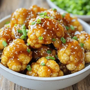 - Cauliflower florets - Honey - Soy sauce (low sodium preferred) - Extra virgin olive oil - Garlic and ginger - Sesame oil - Seasoning (salt and pepper) - Garnishes (sesame seeds and green onions) Gather your ingredients before you start cooking. Here’s what you need: 1. Cauliflower florets: Use one head of cauliflower, cut into bite-sized pieces. This helps them cook evenly. 2. Honey: This adds a sweet touch. I recommend three tablespoons for the right balance. 3. Soy sauce: Choose low sodium soy sauce. Two tablespoons will bring umami flavors. 4. Extra virgin olive oil: Use two tablespoons. It adds richness and helps with crisping. 5. Garlic and ginger: Three cloves of garlic, minced, and one teaspoon of freshly grated ginger give a nice kick. 6. Sesame oil: Just one teaspoon. It adds depth and a nutty flavor. 7. Seasoning: Add salt and pepper to taste. This enhances all the flavors. 8. Garnishes: Finish with one tablespoon of sesame seeds and two tablespoons of chopped green onions for a colorful touch. Make sure all your ingredients are ready. This helps you move quickly and keep the cooking fun! - Rinse and cut the cauliflower into florets. - Pat them dry to keep them crispy. First, you need to rinse the cauliflower under cold water. This helps remove dirt. After rinsing, cut the cauliflower into small florets. Make sure the pieces are similar in size. This helps them cook evenly. Then, use a kitchen towel to gently pat the florets dry. Removing moisture is key for that perfect crispiness. - Combine ingredients in a bowl. - Whisk until honey is dissolved. Next, let's make the marinade. In a large bowl, mix the honey, soy sauce, olive oil, minced garlic, and grated ginger. Don’t forget the sesame oil, salt, and pepper. Use a whisk to blend everything together. Whisk until the honey fully dissolves and you have a smooth mixture. - Toss florets in the marinade. - Let sit for 10-15 minutes. Now it's time to coat the cauliflower. Add the dry florets to the bowl with the marinade. Toss them gently until every piece is covered. This is where the magic happens! Let the coated cauliflower sit for about 10 to 15 minutes. This helps the flavors soak in. - Preheat air fryer. - Cook cauliflower in batches. - Shake halfway for even cooking. Preheat your air fryer to 375°F (190°C). Let it heat for about 5 minutes. Once hot, place the marinated cauliflower in the air fryer basket. Make sure to arrange them in a single layer. If you have a lot, cook in batches. Cook for 12 to 15 minutes and shake the basket halfway. This ensures even cooking and a crisp finish. - Drizzle more honey. - Add garnishes. After cooking, carefully take the cauliflower out of the air fryer. For a sweet finish, drizzle some more honey over the hot florets. Then, sprinkle sesame seeds and chopped green onions on top. This not only adds flavor but also makes it look great. Enjoy your tasty snack! To get a crispy texture, drying the florets is key. Moisture can make them soggy. After washing the cauliflower, I pat it dry with a towel. This small step helps the florets crisp up well in the air fryer. Cooking in batches is also important. If you crowd the air fryer, the cauliflower will steam instead of fry. I recommend filling the basket with just a single layer of florets. This way, each piece cooks evenly and becomes crispy. For better flavor, marinate the cauliflower for at least 10-15 minutes. This allows the honey and soy sauce to soak in deeply. You can adjust the marinade to suit your taste. If you like it sweeter, add more honey. For a saltier kick, increase the soy sauce a bit. This dish goes well with many sides. Try pairing it with a fresh salad or some rice. It also makes a great snack on its own. For dipping sauces, I suggest a spicy sriracha mayo or a tangy yogurt dip. These add a nice contrast to the sweet and savory flavors of the cauliflower. {{image_4}} You can change the recipe to suit your taste. Use maple syrup instead of honey for a different sweet note. The flavor will be rich, and it works well in this dish. If you're low on olive oil, try another oil like avocado oil. It has a high smoke point and adds a nice flavor. Want more heat? Add red pepper flakes to the marinade. Start with a pinch and adjust to your taste. You can also try other herbs and spices. Garlic powder or smoked paprika can add a nice twist. Experiment with what you have at home for fun flavors. If you're vegan, swapping honey for agave syrup is an easy fix. Agave gives a similar sweetness without any animal products. This makes the dish suitable for all diets while keeping it tasty. Enjoy your honey garlic cauliflower without worry! To keep your leftovers fresh, use an airtight container. Glass or plastic containers work well. Make sure the cauliflower is cool before sealing. Store in the refrigerator for up to three days. This way, you can enjoy your tasty snack later! The best way to reheat honey garlic cauliflower is in the air fryer. Preheat the air fryer to 350°F (175°C). Place the cauliflower in the basket for about 5-7 minutes. This helps keep it crispy. You can also use a microwave, but it may get a bit soggy. If using the microwave, heat in short bursts and check often. Yes, you can freeze honey garlic cauliflower! Place the cooled florets in a single layer on a baking sheet. Freeze for 1-2 hours until solid. Then, transfer them to a freezer-safe bag. They can last up to three months in the freezer. When ready to eat, thaw in the fridge overnight and reheat as mentioned above. You should cook cauliflower in the air fryer for 12 to 15 minutes. This time allows the cauliflower to become tender while developing a nice crisp on the edges. Remember to shake the basket halfway through to ensure even cooking. Yes, you can use frozen cauliflower. However, it is best to thaw it first. Drain any excess water to help achieve that crispy texture after cooking. Cooking time may vary, so check for tenderness. To add spice, you can mix in red pepper flakes with the marinade. You can also use spicy soy sauce or add sriracha for a kick. Adjust the amount based on your heat preference. Cauliflower is low in calories and high in fiber. It contains vitamins C and K, which help boost your immune system. Cauliflower is also a good source of antioxidants, which help fight free radicals in your body. Yes, you can prepare the cauliflower and marinate it ahead of time. Store it in the fridge for up to 24 hours before cooking. Just remember to shake off excess marinade before placing it in the air fryer. This blog post covered a simple and tasty air fryer cauliflower recipe. We explored each step from the ingredients to cooking tips. You learned how to achieve crispy texture and enhance flavors with easy swaps. Remember, you can customize this dish to fit your taste. Whether you want a spicy kick or a vegan option, it’s all up to you. Try it out, and enjoy your flavorful, healthy cauliflower!