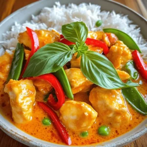 - 1 lb chicken breast, cut into bite-sized pieces - 1 cup coconut milk - 2 tablespoons red curry paste - 1 tablespoon fish sauce - 1 tablespoon brown sugar - 1 tablespoon fresh lime juice - 2 cloves garlic, minced - 1 tablespoon fresh ginger, minced - 1 tablespoon vegetable oil These main ingredients create the base of our Thai red curry chicken. The chicken provides protein, while coconut milk adds creaminess. Red curry paste brings rich flavor, and the fish sauce adds umami. Brown sugar balances the heat, and lime juice gives a fresh touch. - 1 red bell pepper, sliced into thin strips - 1 cup snow peas, trimmed - 1/2 cup bamboo shoots, drained and rinsed The vegetables add color and crunch to the dish. Red bell pepper brings sweetness. Snow peas add a nice snap, while bamboo shoots offer a unique texture. Together, they create a vibrant and healthy meal. - Fresh basil leaves, for garnish - Lime wedges, for serving - Steamed jasmine rice, for serving Garnishes make the dish more appealing. Fresh basil adds a pop of color and aroma. Lime wedges give an extra zing. Serve the curry over jasmine rice to soak up the delicious sauce. Heat 1 tablespoon of vegetable oil in a large skillet over medium heat. Once hot, add 2 cloves of minced garlic and 1 tablespoon of minced ginger. Sauté these for about 1 minute until they smell great and turn golden. This step builds the base flavor for your curry. Next, add 1 pound of chicken breast cut into bite-sized pieces. Spread the chicken out in a single layer. Cook for 5 to 7 minutes, stirring often. You want the chicken to brown and cook all the way through. This ensures juicy bites in your curry. Now, it's time to add flavor. Stir in 2 tablespoons of red curry paste. Keep stirring for about 2 minutes. This helps the curry paste release its rich and bold flavors. Pour in 1 cup of coconut milk, followed by 1 tablespoon of fish sauce, 1 tablespoon of brown sugar, and 1 tablespoon of fresh lime juice. Mix everything well until combined. Next, fold in sliced red bell pepper, snow peas, and bamboo shoots. Let the curry simmer on low heat for 5 to 10 minutes. This helps the veggies stay tender-crisp and lets the sauce thicken. Taste your curry and adjust the flavor if needed. You might want more lime juice for zing or an extra teaspoon of brown sugar for sweetness. Serve this delicious Thai red curry hot over jasmine rice. Garnish with fresh basil leaves for a pop of color and aroma. Enjoy every bite! To make your Thai red curry milder, use less red curry paste. Start with one tablespoon. If you want more heat, add another tablespoon. You can also add fresh chili slices for an extra kick. Remember to taste as you go! To deepen the flavor, add fresh herbs like cilantro or Thai basil. A pinch of lime zest brings brightness. You can also use a dash of soy sauce for umami. Consider adding a splash of coconut aminos for a unique twist. Chop your veggies and chicken ahead of time. This saves you time during cooking. Use a food processor for garlic and ginger to speed up prep. When you sauté, use a wide pan to cook everything evenly. This makes the process smoother and faster. {{image_4}} You can switch chicken for other proteins. Shrimp, tofu, or beef work well. Shrimp cooks fast and adds a nice texture. Tofu provides a great plant-based option. Beef can give a heartier taste. Adjust cooking times to ensure everything cooks evenly. For a tasty vegan meal, swap chicken with tofu or tempeh. Use coconut aminos instead of fish sauce. Replace brown sugar with maple syrup for sweetness. Make sure to check your curry paste for animal products. This keeps the dish plant-based and delicious. Experiment with different spices and flavors. Add lemongrass for a fresh twist. A dash of lime zest can brighten the dish. You might also try basil or cilantro for added depth. If you like heat, add chili flakes or fresh chilies. This gives you a chance to make the dish your own. To keep your Thai red curry chicken fresh, store leftovers in an airtight container. Make sure it cools to room temperature first. This helps avoid soggy food. You can keep it in the fridge for up to three days. Before serving again, check for any off smells. For long-term storage, you can freeze your curry. Let it cool completely. Then, place it in a freezer-safe container. Leave some space at the top, as it will expand. You can freeze it for up to three months. To make thawing easy, divide it into smaller portions. To reheat, the best method is on the stove. Pour the curry into a pan and heat it on low. Stir it often to keep it from sticking. You can add a splash of coconut milk if it seems dry. This helps maintain the rich flavor. If using a microwave, cover it loosely and heat in short bursts. Stir in between to ensure even warming. Yes, you can use different proteins. Chicken is great, but shrimp, pork, or beef work well too. For shrimp, add it later to avoid overcooking. If using beef, choose tender cuts like sirloin. Tofu is a fantastic option for a plant-based meal. Just press it to remove excess moisture for the best texture. Yes, there are several alternatives. You can use almond milk or cashew cream for a lighter version. If you prefer a creamier texture, try using soy or oat cream. Both options keep it dairy-free while still adding a nice richness. Just remember, the flavor will change slightly, so adjust spices as needed. You have a few easy options to thicken your curry. One way is to simmer it longer to reduce the liquid. This intensifies the flavors too. You can also mix a little cornstarch with water and stir it in. Another method is to mash some of the vegetables into the sauce for a thicker texture. Each option works well, so choose what fits your taste! In this blog post, we explored how to make a delicious curry dish. We covered main ingredients like chicken and coconut milk, alongside key vegetables and optional garnishes. You learned step-by-step cooking instructions, including tips for spice levels and flavor enhancements. We discussed protein swaps and a vegan version, plus storage and reheating methods. With these insights, you can create a flavorful meal that suits your taste. Enjoy experimenting with your curry!