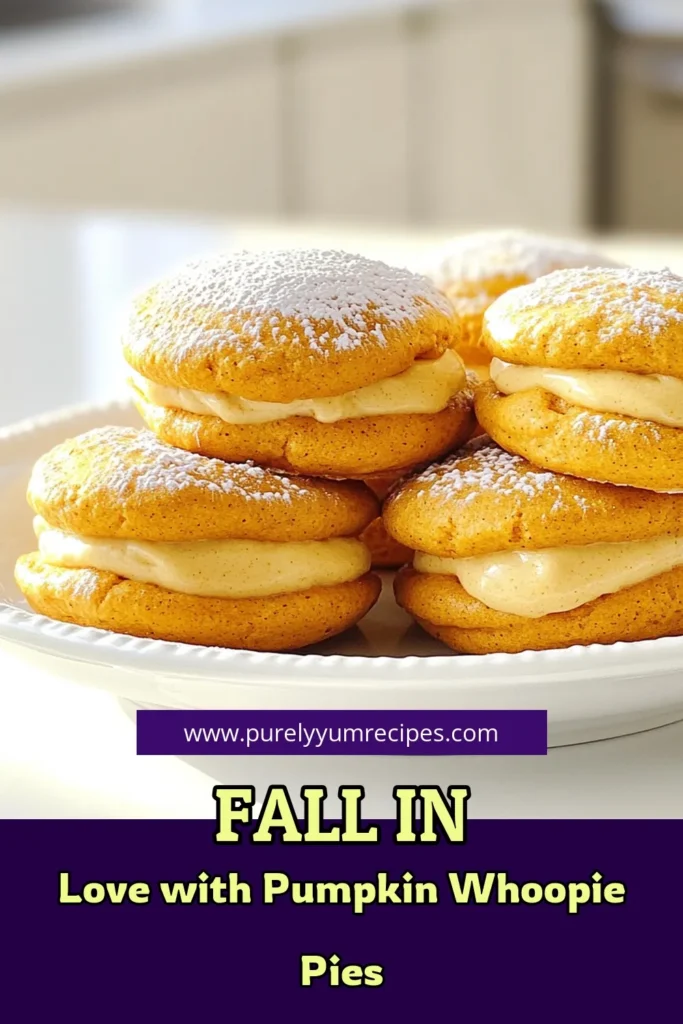 Indulge in the ultimate fall treat with these delightful Pumpkin Spice Whoopie Pies! With a perfectly spiced cake and creamy filling, these homemade goodies are sure to impress. Easy to make, they're perfect for gatherings or cozy nights in. Ready to bake? Click through for the full recipe and tips on presentation to elevate your autumn dessert game! #PumpkinSpice #WhoopiePies #FallBaking #DessertLovers