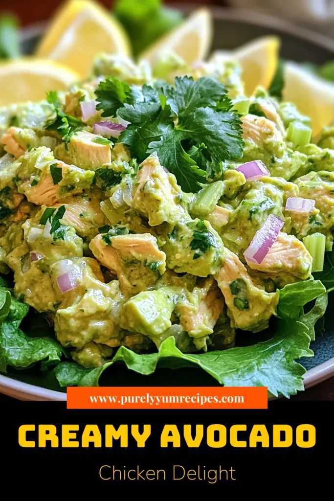 Discover how to make a delicious avocado chicken salad that's not only creamy but also healthy! This easy creamy chicken salad recipe features ripe avocado and Greek yogurt for a nutritious twist. Perfect for lunches or light dinners, it's a must-try healthy chicken salad packed with flavor. Get the recipe now and impress your friends with this tasty dish! Save this for your next cooking adventure! #AvocadoChickenSalad #CreamyChickenSalad #HealthyChickenSalad #EasyAvocadoRecipes