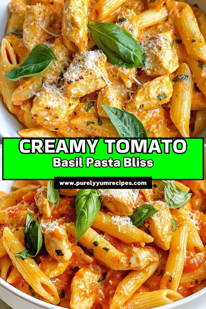 Indulge in this creamy tomato basil chicken penne pasta recipe that's perfect for an easy chicken penne dinner! This Italian chicken pasta dish combines tender chicken with a rich tomato cream sauce and al dente penne pasta, making it the ultimate comfort food recipe. Ready in just 30 minutes, it's the ideal weeknight meal. Don't miss out—save this delicious recipe now! #PennePastaRecipe #ComfortFoodRecipes #EasyDinnerIdeas #ItalianRecipes
