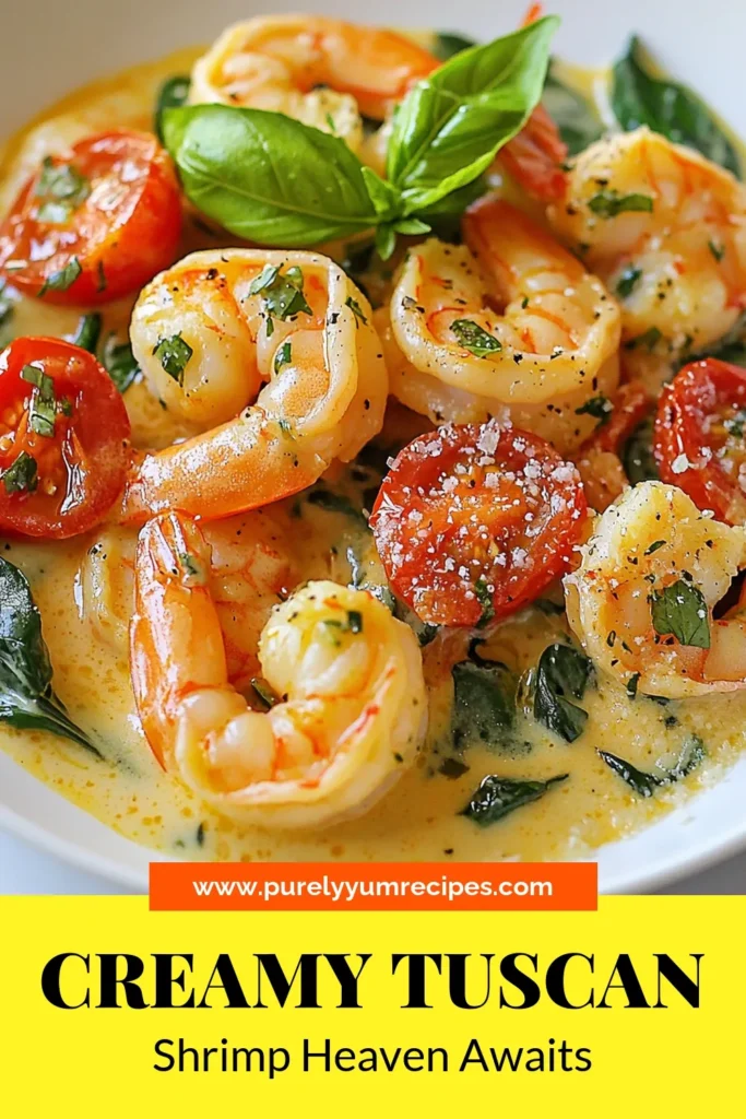 Indulge in this delicious creamy Tuscan shrimp recipe featuring succulent shrimp in creamy garlic sauce. This easy Tuscan shrimp dish is perfect over pasta for a satisfying meal. In just 20 minutes, you can enjoy a flavorful Italian shrimp pasta that wows at any dinner. Try this creamy seafood recipe tonight and elevate your cooking! Click to save and share! #CreamyTuscanShrimp #SeafoodRecipes #ItalianCuisine #EasyDinnerIdeas