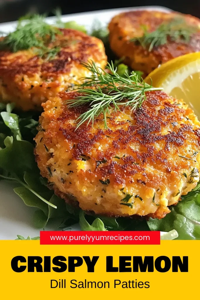 Discover the delight of Lemon Dill Salmon Patties, a healthy salmon recipe that's perfect for a quick seafood dinner. These easy salmon cakes, made with wild-caught salmon, are not only tasty but also nutritious! Ready in 25 minutes, they’re ideal for any night of the week. Try this simple recipe today and enjoy incredible flavors. Pin this now for an effortless and delicious meal! #HealthyRecipes #SalmonPatties #SeafoodDinner #QuickMeals