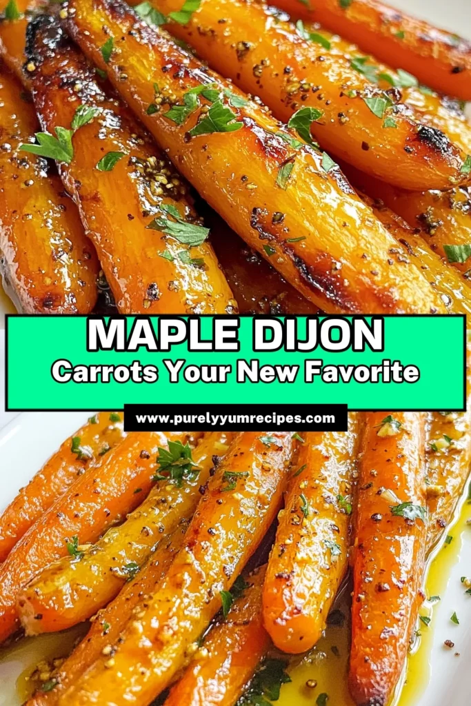 Discover the deliciousness of Maple Dijon roasted carrots with this easy roasted baby carrots recipe. Made with pure maple syrup and Dijon mustard, this healthy roasted carrot recipe is a perfect side dish for any meal. Elevate your table with tasty maple syrup vegetable dishes that everyone will love. Try these Maple Dijon roasted carrots today and bring vibrant flavors to your dining experience! Save for later! #MapleDijonCarrots #RoastedCarrots #EasySideDish #HealthyRecipes