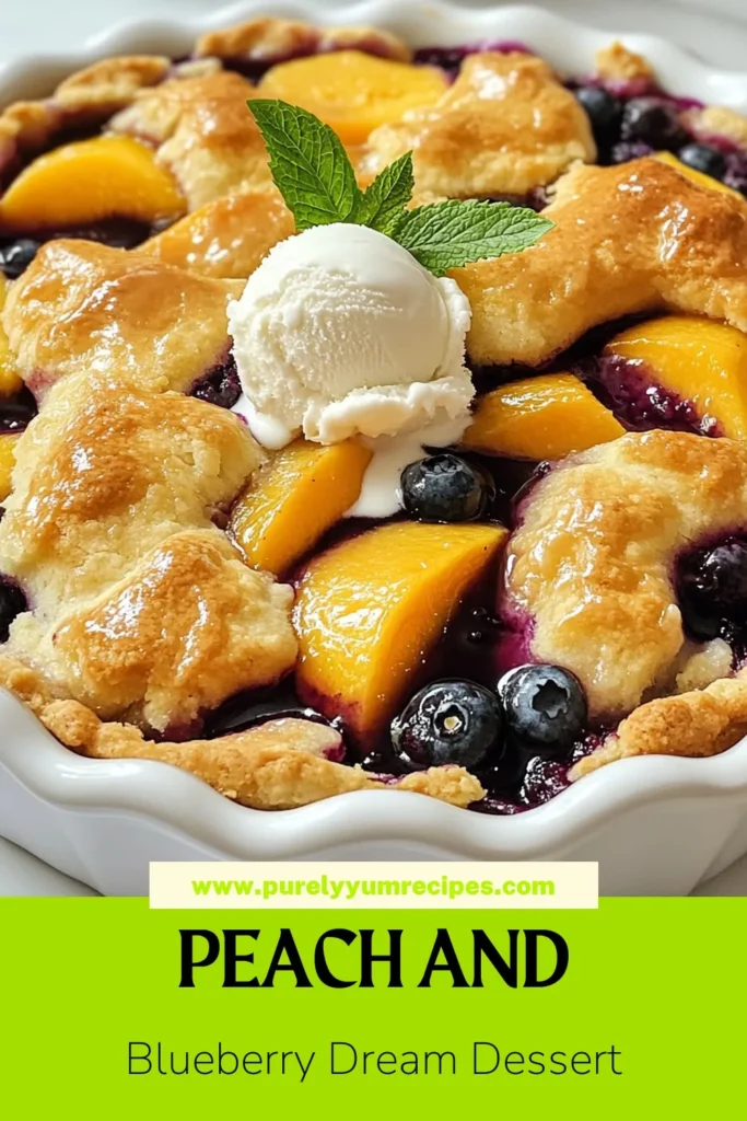 Savor the taste of summer with this simple blueberry peach cobbler recipe! Perfect for gatherings, this easy cobbler dessert combines sweet blueberries and juicy peaches into a homemade fruit cobbler that everyone will love. Serve it warm with a scoop of ice cream for the ultimate blueberry dessert with ice cream experience. Gather your ingredients and delight your family today! #CobblerRecipe #SummerDesserts #HomemadeDessert #BlueberryPeachCobbler