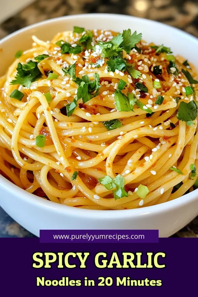 Discover the perfect blend of flavors with these spicy garlic noodles! This fiery noodles recipe is an easy garlic noodle dish you can whip up in just 20 minutes. Enjoy this vegetarian spicy noodle recipe that features rich flavors from chili garlic spaghetti, garlic, and fresh vegetables. Perfect for a quick dinner or a spicy side dish. Save this recipe for a delicious meal tonight! #SpicyGarlicNoodles #FieryNoodlesRecipe #VegetarianNoodle #ChiliGarlicSpaghetti