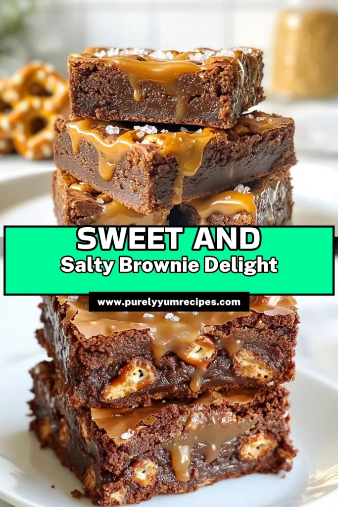 Indulge in these irresistible salted caramel brownies that combine the rich, fudgy brownie recipe with the crunch of pretzel sticks. This pretzel brownies recipe is topped with a decadent layer of salted caramel dessert, creating the ultimate chocolate pretzel treats! Perfect for any occasion, these brownies are sure to be a hit. Save this recipe for a deliciously sweet treat! #SaltedCaramelBrownies #PretzelBrowniesRecipe #FudgyBrownies #ChocolatePretzelTreats