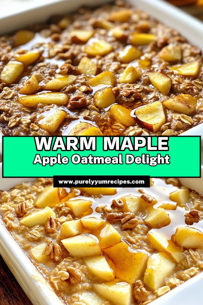 Start your day with a delicious Maple Apple Oatmeal Bake that’s easy to make and packed with flavor! Combining rolled oats, tart apples, and sweet maple syrup, this hearty dish is perfect for breakfast or a cozy brunch. Follow our simple recipe for a healthful treat that the whole family will love. Click through to discover how to make it and enjoy serving this delightful dish warm! #OatmealBake #HealthyBreakfast #MapleRecipes #AppleDesserts