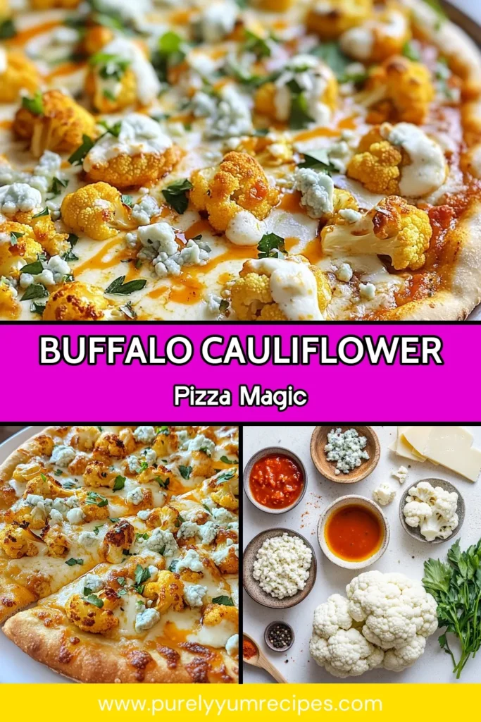 Get ready for a flavor explosion with this Buffalo Cauliflower Pizza! Perfect for those seeking healthy pizza recipes, this dish satisfies cravings while being gluten-free and vegetarian. Using spicy cauliflower recipes, this pizza features roasted cauliflower tossed in buffalo sauce and loads of cheese on a gluten-free crust. It's an easy and delicious way to enjoy pizza without the guilt! Try it today! #BuffaloCauliflowerPizza #HealthyPizzaRecipes #GlutenFreePizzaOptions #VegetarianPizzaIdeas