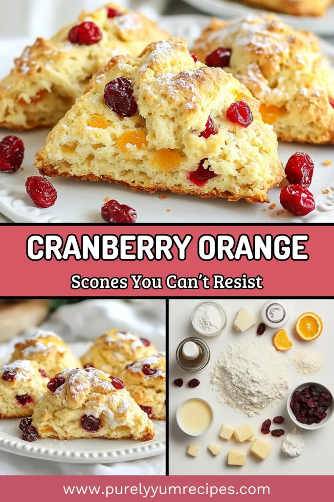 Indulge in the delightful flavors of homemade Cranberry Orange Scones with this easy scone recipe! Bursting with vibrant orange zest and sweet cranberries, these scones are perfect for brunch or a cozy afternoon treat. Top them with your favorite toppings for a delicious finishing touch. Try this simple Cranberry Orange Scones recipe today and impress your friends and family. Save this post for later! #CranberryScones #SconeRecipe #BakingWithOrange #HomemadeScones