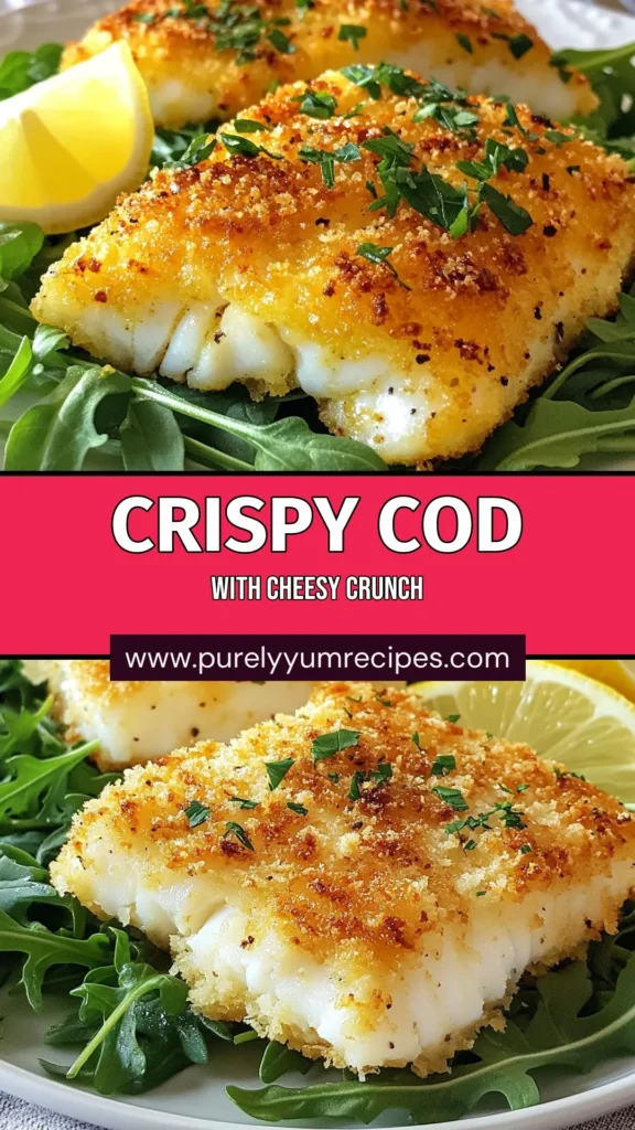 Elevate your dinner with this Crispy Parmesan Cod! This baked cod recipe delivers perfectly golden, flaky fish coated in a delightful Parmesan crust. Enjoy healthy seafood dinner with these easy cod fillets that are packed with flavor and sure to impress. Perfect for weeknight meals or special occasions. Don’t miss out—try this Parmesan crusted fish today! Save this recipe for your next culinary adventure! #CrispyParmesanCod #BakedCodRecipe #HealthySeafoodDinner #ParmesanCrustedFish
