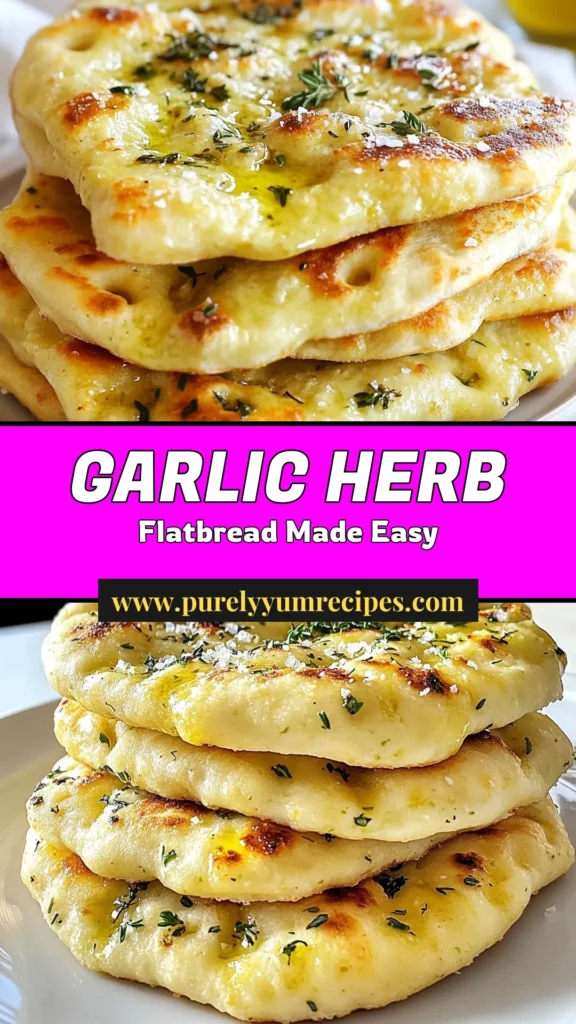 Discover the ultimate Garlic Herb Flatbread recipe that's perfect for any occasion! This easy flatbread with garlic is made from scratch, featuring fresh herbs for a burst of flavor. Whether you're new to baking or a seasoned pro, you’ll love making homemade flatbread that pairs beautifully with your favorite dips. Click to get the full recipe and impress your friends! #GarlicHerbFlatbread #EasyFlatbread #HomemadeFlatbread #BakingFromScratch
