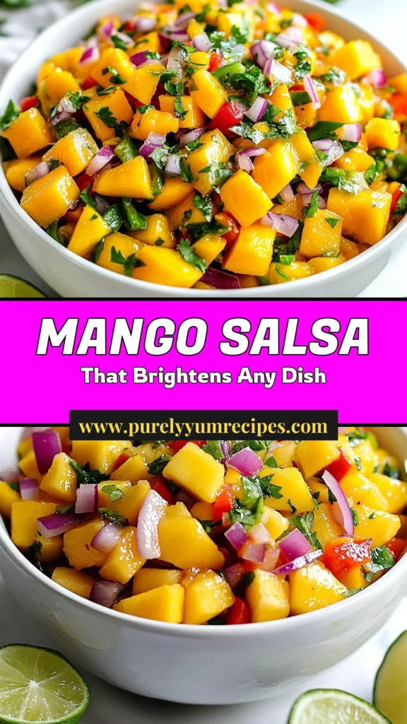 Discover the vibrant flavors of tropical mango salsa with this fresh mango salsa recipe that's perfect for any occasion! This easy mango salsa combines ripe mangoes, crunchy bell pepper, and jalapeño for a healthy twist. Enjoy it with tortilla chips or grilled fish. Impress your guests with this delightful dish! Save this recipe for your next gathering. #TropicalMangoSalsa #EasyMangoSalsa #HealthyMangoSalsa #MangoSalsaWithJalapeño