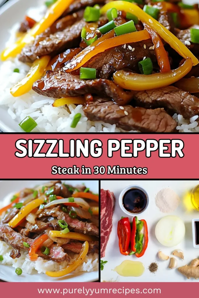 Try this sizzling pepper steak recipe that’s perfect for a quick dinner! This easy flank steak stir-fry combines tender beef with vibrant peppers and onions for a delicious Asian steak dish. In just 30 minutes, you can whip up this flavorful meal that pairs beautifully with jasmine rice. Save this recipe for busy nights and impress your family with this quick dinner recipe. Don't forget to pin it! #PepperSteak #QuickDinner #StirFryRecipe #AsianCuisine