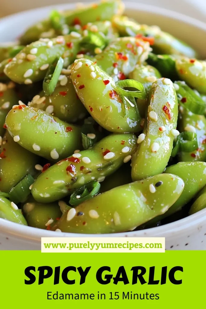 Discover the perfect spicy garlic edamame recipe that transforms simple ingredients into a deliciously easy edamame snack. This healthy appetizer idea is not only vegan but also bursting with flavor, thanks to the garlic edamame with lime. In just 15 minutes, you can whip up a satisfying dish that's perfect for gatherings or a quick nibble. Save this recipe for a vibrant, tasty treat! #SpicyGarlicEdamame #VeganSnacks #HealthyAppetizers #EasyRecipes