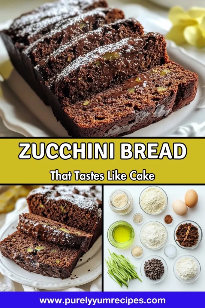 Indulge in this easy chocolate bread with our Chocolate Chip Zucchini Bread recipe! Packed with hidden veggies, it’s a healthier option for dessert lovers. This choco zucchini bread combines rich chocolate flavor with moistness from the zucchini, making it a perfect treat. Bake this chocolate zucchini loaf today and experience a delicious twist on traditional zucchini dessert recipes. Save this healthy zucchini bread recipe now for your next baking session! #ZucchiniDessert #ChocolateZucchini #HealthyBaking #EasyRecipes
