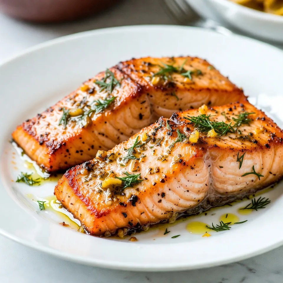 - 4 salmon fillets (approximately 6 ounces each) - 3 tablespoons extra virgin olive oil - 3 cloves of garlic, finely minced - Zest of 1 medium lemon - Juice of 1 medium lemon - 1 teaspoon dried oregano - Salt and freshly cracked black pepper, to taste - Fresh dill or parsley, finely chopped, for garnishing To make Lemon Garlic Air Fryer Salmon, start with fresh salmon fillets. I love to use fillets that weigh about six ounces. They cook quickly and stay moist. You will need three tablespoons of extra virgin olive oil. This oil brings a rich flavor and helps the salmon crisp up nicely. Next, grab three cloves of garlic. Mince them finely to release their strong flavor. The zest and juice of one medium lemon add a bright zing that pairs perfectly with the fish. The zest gives you that fresh lemon flavor, while the juice adds tang. For seasonings, use one teaspoon of dried oregano. It gives the dish a nice earthy taste. Season with salt and freshly cracked black pepper to your liking. These simple seasonings enhance the salmon's natural taste. Finally, I like to garnish my dish with fresh dill or parsley. They add a pop of color and freshness. This combination of ingredients creates a delicious, easy meal. You can enjoy it with a side of veggies or a light salad. {{ingredient_image_2}} - Preheat your air fryer: Start by preheating your air fryer to 400°F (200°C) for about 5 minutes. This step is key to cooking your salmon evenly. - Prepare the air fryer basket: Lightly grease the air fryer basket with cooking spray or a bit of olive oil. This helps stop the salmon from sticking during cooking. - Whisking the ingredients: In a small bowl, whisk together 3 tablespoons of extra virgin olive oil, 3 cloves of minced garlic, the zest of one lemon, and the juice of that lemon. Add 1 teaspoon of dried oregano and a pinch of salt and pepper. Mix well until everything blends nicely. - Importance of marinating time: Place the salmon fillets in a shallow dish or a resealable bag. Pour the marinade over the fillets. Make sure each piece is well coated. For the best flavor, let the salmon marinate for at least 15 minutes. The longer it sits, the more flavor it gains. - Arranging fillets in the basket: After marinating, take out the salmon and gently place the fillets in a single layer in the air fryer basket. Avoid crowding the basket for even cooking. - Cooking time and temperature: Air fry the salmon for 8 to 10 minutes. Adjust the time based on how thick your fillets are. The salmon is done when it flakes easily with a fork and reaches an internal temperature of 145°F (63°C). - Checking for doneness: Once the cooking time is up, carefully remove the salmon from the air fryer. Let it rest for 2 to 3 minutes. This helps the juices settle, making it more tasty. To make the best marinade, marinate your salmon for at least 15 minutes. If you have more time, try to marinate for 30 minutes. This helps the flavors soak in better. The lemon juice adds brightness, while the garlic gives a robust taste. For a twist, add a pinch of red pepper flakes for heat. You can also try fresh herbs like rosemary or thyme for a different flavor. To ensure even cooking, always preheat your air fryer to 400°F (200°C). This step helps the salmon cook perfectly. When placing the fillets in the basket, make sure they don’t touch. Overcrowding can lead to uneven cooking. If you have many fillets, consider cooking in batches. This way, every piece gets that crispy, golden finish. Serve your salmon with steamed veggies or a light salad for a healthy meal. Broccoli, green beans, or a fresh garden salad work well. For a great look, arrange the salmon on a plate with lemon wedges and a sprinkle of fresh dill or parsley. This adds color and makes the dish pop. Enjoy your zesty salmon that is both tasty and pleasing to the eye! Pro Tips Marinate Longer for More Flavor: If you have time, marinate the salmon for up to an hour. This allows the flavors to penetrate deeper into the fish, resulting in a more intense taste. Check for Doneness: Use a meat thermometer to ensure the salmon reaches an internal temperature of 145°F (63°C). This guarantees that your fish is perfectly cooked and safe to eat. Use Fresh Ingredients: Whenever possible, use fresh garlic and herbs. Fresh ingredients will elevate the flavor profile of your dish significantly compared to dried or pre-packaged options. Experiment with Seasonings: Feel free to customize the marinade by adding your favorite spices or herbs, such as paprika or thyme, to create your unique flavor twist! {{image_4}} You can change up the flavor of your lemon garlic air fryer salmon by using different herbs and spices. Try adding fresh rosemary or thyme for a new twist. You can also use smoked paprika for a hint of smokiness. If you like a bit of heat, sprinkle some chili flakes into the marinade. This will add a nice kick to your dish. If you want to switch proteins, consider using other fish options like trout or cod. These fish also cook well in the air fryer. You can even use chicken breasts instead of salmon. Just adjust the cooking time, as chicken may take a bit longer to cook through. If you don’t have an air fryer, you can still enjoy this dish. You can bake the salmon in the oven at 400°F (200°C) for about 12-15 minutes. Another option is to broil the salmon. Place it under the broiler for 6-8 minutes. Watch closely to avoid burning. Both methods will give you a tasty meal. To keep your lemon garlic air fryer salmon fresh, store it in the fridge. Let it cool down first. Place the salmon in a shallow container. Make sure it has a tight lid. You can also use a resealable bag. Keep the salmon in the fridge for up to three days. You can reheat the salmon in several ways: - Oven: Preheat your oven to 350°F (175°C). Place the salmon on a baking sheet. Heat for 10-15 minutes. This keeps it moist. - Microwave: Place a piece of salmon on a microwave-safe plate. Cover it with a damp paper towel. Heat for 1-2 minutes. This method is quick but may dry it out. - Air Fryer: Set your air fryer to 350°F (175°C). Heat the salmon for about 3-5 minutes. This keeps the skin crispy. To freeze salmon, wrap each fillet in plastic wrap. Then, place them in a freezer-safe bag. Make sure to remove as much air as possible. You can freeze salmon for up to three months. For thawing, place the salmon in the fridge overnight. If you need it fast, use cold water. Seal the salmon in a bag and submerge it in cold water for about an hour. This method works well. To cook salmon in an air fryer, focus on the thickness of the fillets. For fillets around 6 ounces, cook them for 8 to 10 minutes at 400°F (200°C). If your fillets are thicker, add 1 to 2 minutes. Always check for doneness by using a fork. The salmon should flake easily and reach an internal temperature of 145°F (63°C). Yes, you can cook frozen salmon in an air fryer. Start by adding a few extra minutes to your cooking time. Preheat your air fryer to 400°F (200°C). Cook the frozen fillets for about 12 to 15 minutes. Check for doneness as you would with fresh salmon. This method keeps the salmon juicy and tender. Lemon garlic salmon pairs well with many sides. Here are some great options: - Steamed vegetables like broccoli or green beans - A light salad with mixed greens and a citrus vinaigrette - Quinoa or rice for a hearty base - Roasted potatoes for added texture Feel free to get creative with your sides! This blog post covers everything you need to make delicious lemon garlic salmon in an air fryer. We discussed the main ingredients and important seasonings, along with step-by-step cooking instructions. You learned tips for marination and cooking techniques to enhance flavor and texture. Explore variations for different proteins and cooking methods. Use these storage tips for leftovers. I hope these insights help you create a tasty meal that impresses everyone. Enjoy your cooking journey and feel proud of your air-fried salmon success!