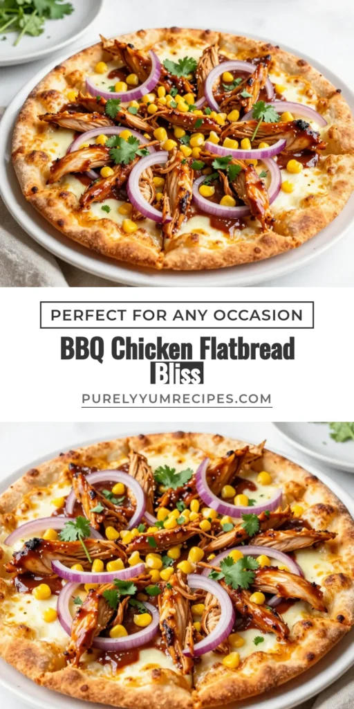 Savor the deliciousness of BBQ chicken flatbread pizza with this easy flatbread pizza recipe! Perfect for busy evenings, this quick BBQ pizza recipe features shredded chicken, gooey mozzarella cheese, and fresh toppings. In just 22 minutes, you can create a mouthwatering mozzarella cheese pizza that's sure to impress. Ready to spice up your meal? Try this scrumptious BBQ chicken flatbread pizza today! #PizzaLovers #EasyRecipes #FlatbreadPizza #BBQChickenPizza