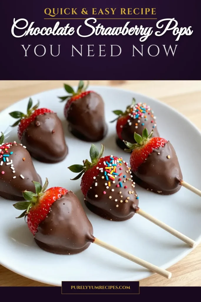 Indulge in a delightful treat with these Chocolate Covered Strawberry Pops! This easy dessert recipe combines fresh strawberries and homemade chocolate treats for a fun twist on classic chocolate covered strawberries. Perfect for parties, these strawberry pops are not just delicious but also visually appealing. Make them for your next gathering or as a sweet surprise at home. Save this strawberry pops recipe for your next dessert adventure! #ChocolateCoveredStrawberries #DessertIdeas #HomemadeTreats #EasyDesserts