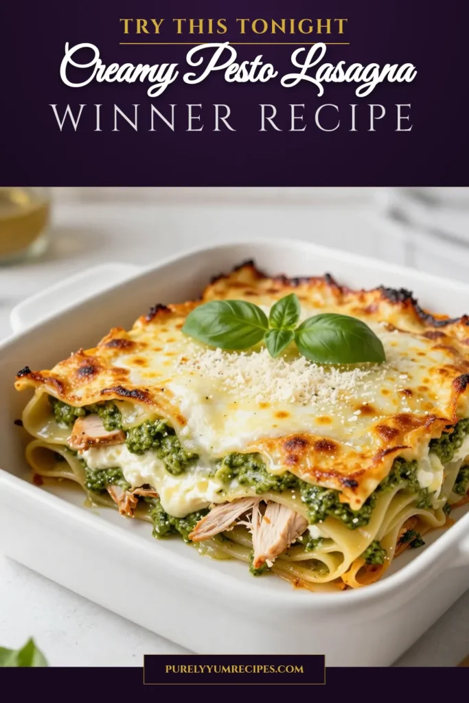 Indulge in a deliciously creamy pesto chicken lasagna that’s perfect for any occasion. This easy chicken lasagna recipe features layers of tender pasta, homemade pesto, and ricotta cheese for comforting goodness. Whether you're a lasagna lover or seeking comfort food recipes, this creamy pesto chicken lasagna will satisfy your cravings. Ready to make your taste buds dance? Try this easy lasagna with ricotta recipe today! #ChickenLasagnaRecipe #ComfortFood #HomemadePestoLasagna #EasyLasagna