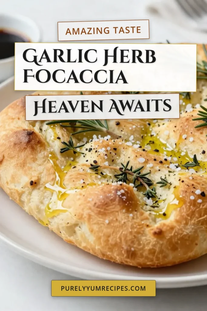 Discover the perfect Garlic Herb Focaccia that will elevate your baking game! This Homemade Focaccia Recipe is simple and delivers Easy Focaccia Bread with a fluffy texture infused with garlic and fresh herbs. Follow our step-by-step guide to create this Italian Focaccia Bread Recipe that’s ideal for any meal. Bake a batch for yourself and share with friends! Save this recipe for a delicious treat! #FocacciaBread #HomemadeBaking #ItalianRecipes #BakingJoy