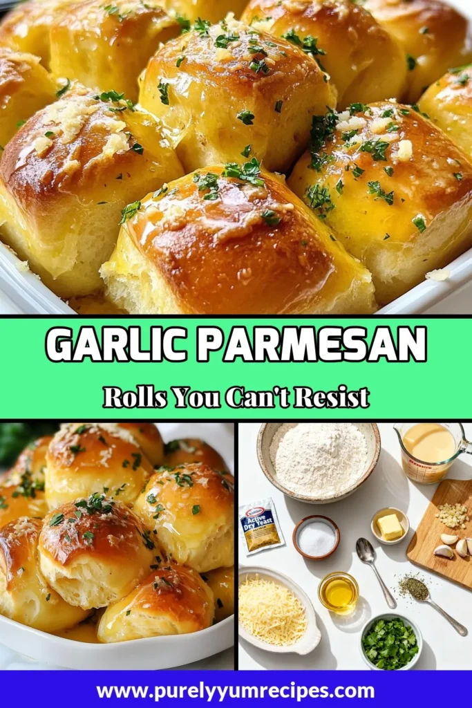Indulge in these delightful Garlic Parmesan Rolls that are perfect for any meal! This Pull-Apart Rolls Recipe is simple and requires just a few ingredients to create the ultimate cheesy garlic bread rolls. Enjoy Homemade Dinner Rolls that are fluffy, flavorful, and ready to impress your family and friends. Don’t miss out on this easy garlic bread recipe! Save and share this for later! #GarlicParmesanRolls #PullApartRolls #EasyGarlicBread #CheesyGarlicBreadRolls