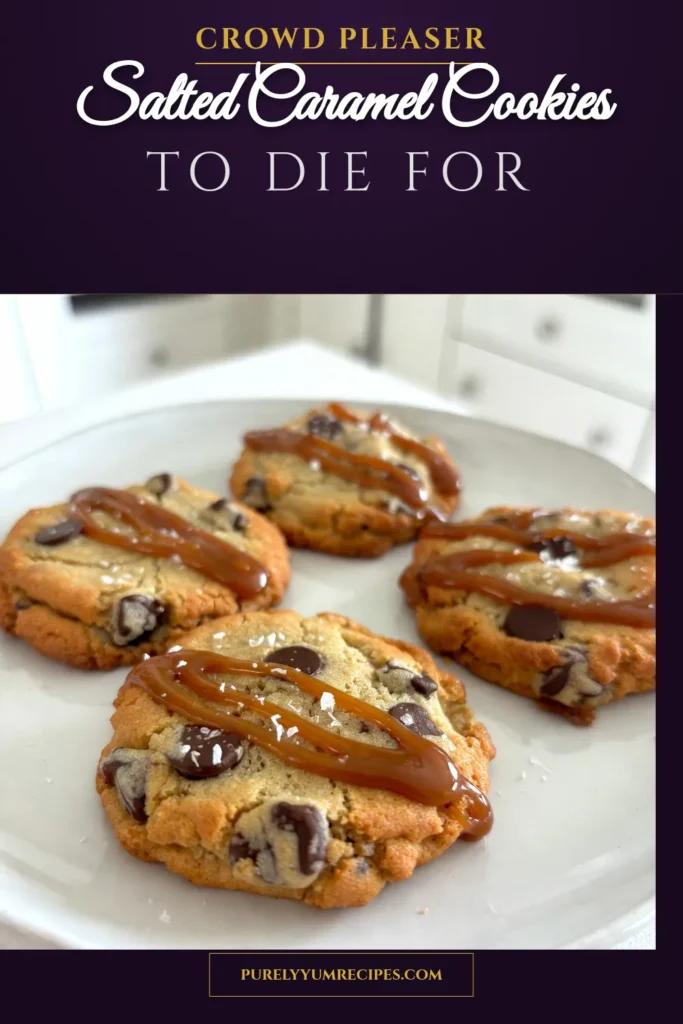 Indulge in these irresistible salted caramel chocolate chip cookies! This easy chocolate chip cookies recipe merges the rich flavors of homemade caramel cookies with the gooeyness of chewy caramel chocolate cookies. Topped with flaky sea salt, every bite delivers a sweet and salty experience. Perfect for any occasion, these cookies are a crowd-pleaser. Click to get the step-by-step guide and save this recipe for later! #SaltedCaramelCookies #ChocolateChipCookies #HomemadeDesserts #BakingIdeas