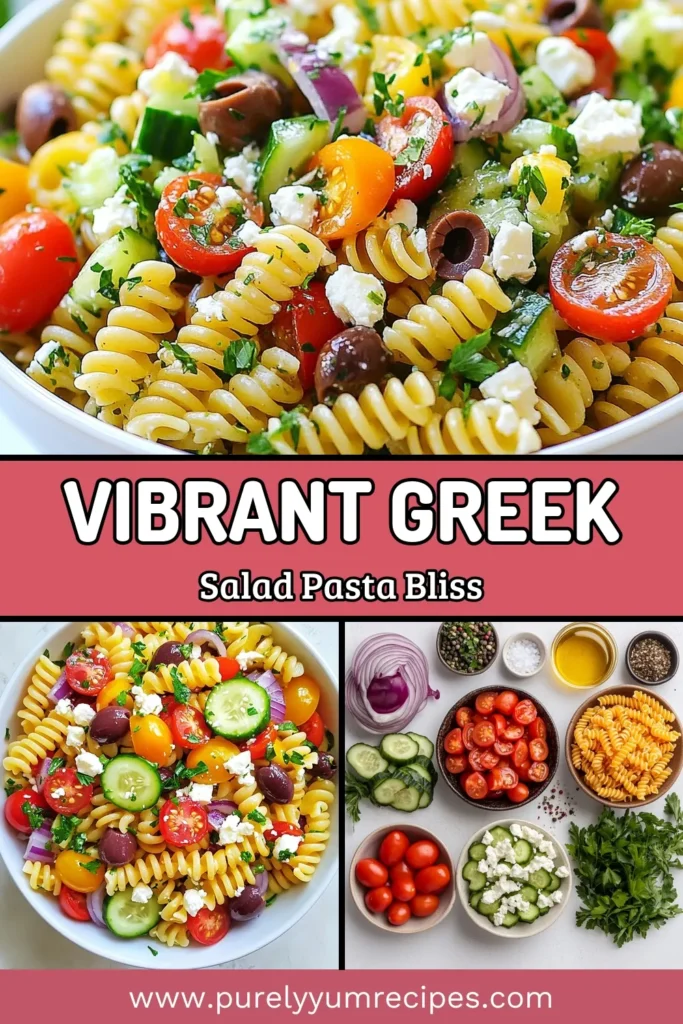 Create a refreshing Mediterranean pasta salad with this easy Greek salad recipe! This Greek salad pasta combines fusilli with crunchy vegetables, Kalamata olives, and creamy feta cheese. Perfect as a side or main dish, it's one of the best summer salad ideas for warm days. Enjoy this flavorful feta cheese pasta that’s sure to impress at your next gathering. Ready to take your salad game to the next level? Save this recipe now! #MediterraneanPastaSalad #GreekSaladRecipe #FetaCheesePasta #KalamataOliveSalad