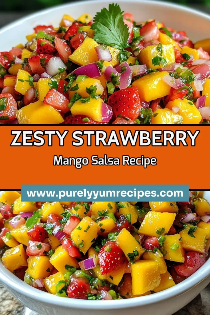 Elevate your summer gatherings with this refreshing strawberry mango salsa! This easy salsa recipe combines diced strawberries and ripe mango for a sweet twist. Perfect for parties or a tasty snack, this fresh fruit salsa recipe is a must-try. Serve it with chips or as a topping for grilled meats. Try this delicious mango salsa with strawberries today and impress your guests! Save this recipe for your summer salsa ideas! #StrawberryMangoSalsa #FruitSalsa #EasySalsaRecipes #SummerRecipes