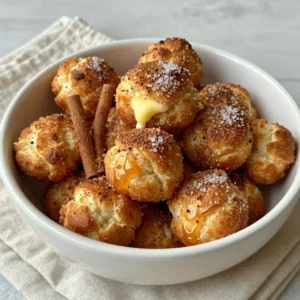 To make these tasty treats, gather these ingredients: - 1 cup warm water (110&deg;F-115&deg;F) - 2 tablespoons granulated sugar - 2 teaspoons active dry yeast - 2 &frac12; cups all-purpose flour - 1 teaspoon salt - &frac14; cup baking soda - 1 large egg, beaten (for egg wash) - &frac12; cup granulated sugar (for coating) - 2 teaspoons ground cinnamon - &frac14; cup unsalted butter, melted When measuring, be sure to be precise. Use a kitchen scale if you have one. For substitutes, here are some ideas: - Use honey or agave instead of granulated sugar. - If you lack all-purpose flour, try using bread flour. - You can swap active dry yeast with instant yeast; just skip the proofing step. - If you want a vegan option, use aquafaba for the egg wash. Fresh ingredients make a big difference. They ensure flavor and texture shine in your pretzel bites. Always check your yeast. If it&rsquo;s old, it won&rsquo;t activate well. Fresh flour will create better dough. Use quality cinnamon for a rich taste. When your ingredients are fresh, your snacks will be more delicious and enjoyable. {{ingredient_image_2}} Start by mixing warm water, sugar, and yeast. Use a bowl for this step. Stir gently and let it sit for 5-10 minutes. You want the mixture to be frothy. This shows the yeast is alive and ready to work. In another large bowl, mix flour and salt. Once the yeast mixture is frothy, pour it in. Stir with a wooden spoon until a soft dough forms. Then, move the dough to a floured surface. Knead it for about 5 minutes. You should feel it become smooth and elastic. Shape the dough into a ball. Place it in a greased bowl and turn to coat. Cover it with a towel and let it rise in a warm spot for 1 hour. It should double in size. Preheat your oven to 425&deg;F (220&deg;C). Line a baking sheet with parchment paper. In a pot, bring 4 cups of water to a gentle boil. Add baking soda to create a soda bath. After the dough has risen, punch it down. Divide it into small pieces, about 1 inch each. Roll each piece into a ball. Drop them into the boiling soda water, a few at a time. Boil for about 30 seconds. Use a slotted spoon to take them out, draining excess water. Place them on the baking sheet. Brush each piece with a beaten egg wash for a golden finish. Finally, sprinkle the cinnamon sugar mix over the pretzel bites before baking. Enjoy the warm, sweet aroma as they bake! To get soft and chewy pretzel bites, knead the dough well. Aim for about five minutes. You want a smooth, elastic dough. If it's too sticky, add a little extra flour. When they bake, the texture should be light and fluffy. One big mistake is not letting the dough rise enough. Allow it to double in size in a warm spot. If you skip this step, your bites will be dense. Also, don&rsquo;t forget to brush them with the egg wash. This step gives them a nice golden color. Boiling the pretzel bites is crucial. Use a gentle boil with baking soda in the water. This helps create that classic pretzel taste. Boil them for about 30 seconds on each side. It might seem short, but it makes all the difference. Be sure to use a slotted spoon to remove them carefully. Too much water can make them soggy. Pro Tips Activate the Yeast: Ensure your water is at the right temperature (110&deg;F-115&deg;F) to properly activate the yeast, which helps the dough rise effectively. Knead for Texture: Knead the dough until it's smooth and elastic, which typically takes about 5 minutes. This develops gluten, giving your pretzel bites the perfect chewy texture. Soda Bath Importance: Boiling the pretzel bites in a baking soda solution before baking helps achieve that classic pretzel flavor and deep brown color. Serve Fresh: These pretzel bites are best enjoyed warm and fresh out of the oven. Serve immediately for the best taste and texture! {{image_4}} You can switch up the flavor of your pretzel bites easily. Try adding chocolate or cheese. For chocolate, melt semi-sweet chocolate and dip the warm bites. You can also sprinkle mini chocolate chips on top before baking. For cheese, use grated cheddar or mozzarella. Mix cheese into the dough or sprinkle it on top. These small changes create new and tasty bites. You can make your pretzel bites healthier too. Swap all-purpose flour with whole wheat flour for more fiber. Use coconut sugar instead of granulated sugar for a lower glycemic index. For a dairy-free option, use olive oil instead of butter. You can also bake the bites without the egg wash to cut out extra fat. These tweaks keep the flavor while making them healthier. Serving your pretzel bites well makes them even better. Use a cute basket lined with a cloth napkin to keep them warm. Pair them with dips like creamy caramel or rich chocolate sauce. You can also try cheese sauce or a spicy mustard. These dips add a fun twist. Don't forget to share with friends and family; everyone loves these bites! After enjoying your cinnamon sugar pretzel bites, store any leftovers in an airtight container. This keeps them fresh and soft. You can also wrap them in plastic wrap or foil before placing them in the container. They will stay good for about two days at room temperature. If you want to keep them longer, refrigeration is a better option. To reheat your pretzel bites, preheat your oven to 350&deg;F (175&deg;C). Place the pretzel bites on a baking sheet. Bake them for about 5-7 minutes. This brings back their crispy texture and warm taste. You can also microwave them for 15-20 seconds, but they may lose their crunch. If you want to save your pretzel bites for later, freezing is a great choice. Start by letting them cool completely. Then, place them in a single layer on a baking sheet. Freeze until solid, usually about an hour. Once frozen, transfer them to a freezer bag or container. They can last up to three months in the freezer. To eat, just reheat them straight from frozen, following the same oven instructions. Homemade pretzel bites last about 2-3 days when stored properly. Keep them in an airtight container at room temperature. If you want them to last longer, you can refrigerate them for up to a week. However, the texture may change. Reheat them in the oven to bring back some softness. Yes, you can use instant yeast. Instant yeast is faster and doesn&rsquo;t need proofing. You can mix it directly with the flour. Use the same amount as active dry yeast, which is 2 teaspoons. Your dough will rise a bit quicker. Cinnamon sugar pretzel bites taste great with various dips. Here are some tasty options: - Creamy caramel sauce - Rich chocolate sauce - Vanilla icing - Cream cheese dip These sauces add extra fun and flavor to your pretzel bites. Enjoy experimenting! Making cinnamon sugar pretzel bites is fun and easy. You learned about the key ingredients, including their measurements and the need for freshness. We also covered how to prepare the dough and the boiling process. You picked up tips for great texture and common mistakes to avoid. With variations and storage tips, you can enjoy these bites anytime. Remember, using fresh ingredients and following each step yields the best results. Now it&rsquo;s time to enjoy your delicious homemade pretzel bites!