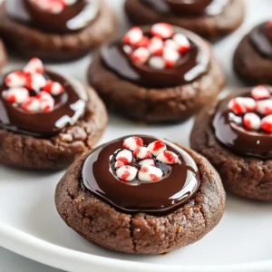 - 1 cup all-purpose flour - 1/2 cup unsweetened cocoa powder - 1/2 teaspoon baking powder - 1/4 teaspoon salt - 1/2 cup unsalted butter, softened to room temperature - 1/2 cup granulated sugar - 1 large egg - 1 teaspoon vanilla extract - 1 teaspoon peppermint extract - 1/2 cup semi-sweet chocolate chips (for the filling) - Crushed peppermint candies for garnish The ingredients for peppermint chocolate thumbprints are simple yet essential. Each one enhances the flavor and texture of the cookie. The cocoa powder gives a rich chocolate taste, while peppermint extract provides that refreshing kick. - Flour: King Arthur Flour is a reliable choice. - Cocoa Powder: Ghirardelli offers a rich flavor. - Butter: I recommend Kerrygold for its creamy texture. - Chocolate Chips: Guittard semi-sweet chips melt beautifully. - Peppermint Candies: Use Starlight Mints for vibrant color and taste. Using quality ingredients makes a big difference. Brands like these ensure great taste and texture in your cookies. - All-Purpose Flour: You can use gluten-free flour for a gluten-free version. - Unsweetened Cocoa Powder: Carob powder can work as a caffeine-free option. - Unsalted Butter: Coconut oil is a good dairy-free substitute. - Granulated Sugar: You can use coconut sugar for a healthier option. - Semi-Sweet Chocolate Chips: Dark chocolate chips are a tasty alternative. These substitutions can help you customize the recipe to fit your needs. Don't hesitate to experiment and find what works best for you! {{ingredient_image_2}} First, preheat your oven to 350&deg;F (175&deg;C). This step is key for even baking. While the oven warms up, take a baking sheet and line it with parchment paper. This paper helps the cookies release easily after baking. In a medium bowl, whisk together the dry ingredients. Use 1 cup of all-purpose flour, 1/2 cup of unsweetened cocoa powder, 1/2 teaspoon of baking powder, and 1/4 teaspoon of salt. Make sure they blend well. This mix is your base. In a larger bowl, cream together 1/2 cup of softened unsalted butter and 1/2 cup of granulated sugar. Beat it for about 3 minutes. It should look light and fluffy. Next, mix in 1 large egg, 1 teaspoon of vanilla extract, and 1 teaspoon of peppermint extract. Beat until everything is smooth. Now, gently add the dry mix to the wet batter. Stir until just combined. The dough should feel soft but not sticky. Scoop out tablespoon-sized portions and roll them into balls. Place them on the baking sheet with about 2 inches between each ball. Use your thumb or the back of a teaspoon to press down in the center of each ball. This creates a small well for the chocolate. Put the baking sheet in the oven and bake for about 10-12 minutes. The cookie edges should be set, and the tops should look firm. After baking, let them cool on the sheet for a few minutes. If the indentations puffed up, gently press them down again. Add a few chocolate chips into each well. Return the cookies to the oven for another 2-3 minutes. This melts the chocolate nicely. Once out, sprinkle crushed peppermint candies over the melted chocolate. Let the cookies cool completely on a wire rack for the best results. To get the best cookie texture, use room-temperature butter. This makes the dough smooth. Cream the butter and sugar well. You want it light and fluffy. This step helps create air pockets. The result? A soft, chewy cookie. Don&rsquo;t overmix the dough after adding dry ingredients. Mix just until combined for the best texture. Melting chocolate can be tricky. Use a microwave or a double boiler. If using a microwave, heat in short bursts. Stir every 30 seconds to avoid burning. Chocolate should feel smooth and glossy when melted. If it looks thick or clumpy, it might be burnt. Keep an eye on it and use low heat to maintain that perfect texture. Make your cookies pop with fun decorations! After the chocolate melts, sprinkle crushed peppermint candies on top. They add color and crunch. You can also drizzle white chocolate for extra flair. Use a fork to create a fun design. For a holiday touch, serve cookies on a festive plate or add mint leaves. These small details make your treats shine! Pro Tips Chill the Dough: If the dough feels too soft to handle, refrigerate it for 15-30 minutes. This will make rolling easier and help the cookies hold their shape during baking. Use Quality Chocolate: For the filling, opt for high-quality semi-sweet chocolate chips. The richer the chocolate, the better the overall flavor of your thumbprints. Experiment with Extracts: Try using different extracts such as almond or orange for a unique twist on the traditional peppermint flavor. Just be careful not to overpower the other ingredients. Store Properly: Keep your cookies in an airtight container at room temperature for up to a week. You can also freeze them for longer shelf life, just make sure to separate layers with parchment paper. {{image_4}} While peppermint is a classic choice, you can play with different extracts. Try using almond or orange extract for a new twist. A hint of almond adds a nutty flavor. Orange gives a fresh, zesty touch. You can mix and match to find your favorite! Just keep the same amount as the peppermint extract in the recipe. The chocolate you choose makes a big difference. Semi-sweet chocolate is the usual pick, but dark chocolate adds richness. Milk chocolate gives a sweeter taste, perfect for those with a sweet tooth. You can even try white chocolate for a fun contrast. Just melt your chosen chocolate and fill the cookies as directed. Making these cookies gluten-free is easy! Swap all-purpose flour with a gluten-free blend. Check that the blend has xanthan gum for the right texture. For a vegan version, replace butter with coconut oil and use a flax egg instead of a real egg. The flavor will still shine through, and the cookies will be just as delightful! To keep your peppermint chocolate thumbprints fresh, place them in an airtight container. Layer the cookies with parchment paper to prevent sticking. Store them at room temperature for up to a week. For longer freshness, place them in the fridge. Just remember to bring them back to room temp before serving. You can freeze these cookies to enjoy later! First, let them cool completely. Then, place the cookies in a single layer on a baking sheet. Freeze for about an hour. Once firm, transfer them to a freezer-safe bag. They can last up to three months in the freezer. When you're ready, just thaw them at room temperature. If you want to enjoy warm cookies, reheating is simple. Preheat your oven to 300&deg;F (150&deg;C). Place the cookies on a baking sheet and heat for about 5-7 minutes. This warms them without drying them out. For a tasty treat, you can also microwave a cookie for 10-15 seconds. Enjoy that melty chocolate! Yes, you can make these cookies in advance. Prepare the dough and shape it into balls. Place the dough balls in an airtight container and refrigerate for up to three days. When you're ready to bake, simply take them out and follow the baking steps. This keeps the flavors fresh and saves you time. If you don't have peppermint extract, use vanilla extract instead. It won't give the same minty taste, but it adds a nice flavor. You can also use almond extract for a different twist. Just keep the amount similar to what the recipe calls for. These cookies stay fresh for about five days. Store them in an airtight container at room temperature. If you want them to last longer, you can freeze them. Just make sure to wrap them well to avoid freezer burn. Yes, you can use milk chocolate instead of semi-sweet. Milk chocolate will make the cookies sweeter and creamier. Just remember to adjust the amount of sugar in the dough if you prefer a less sweet cookie. You learned about peppermint chocolate thumbprint cookies. We discussed all the ingredients and brands for quality. You now know how to bake these cookies step by step. I shared tips to help you get the best texture and melt chocolate smoothly. We also covered variations for different diets and how to store leftovers. With these tools, you can make delicious cookies that everyone will love. Enjoy your baking adventure!